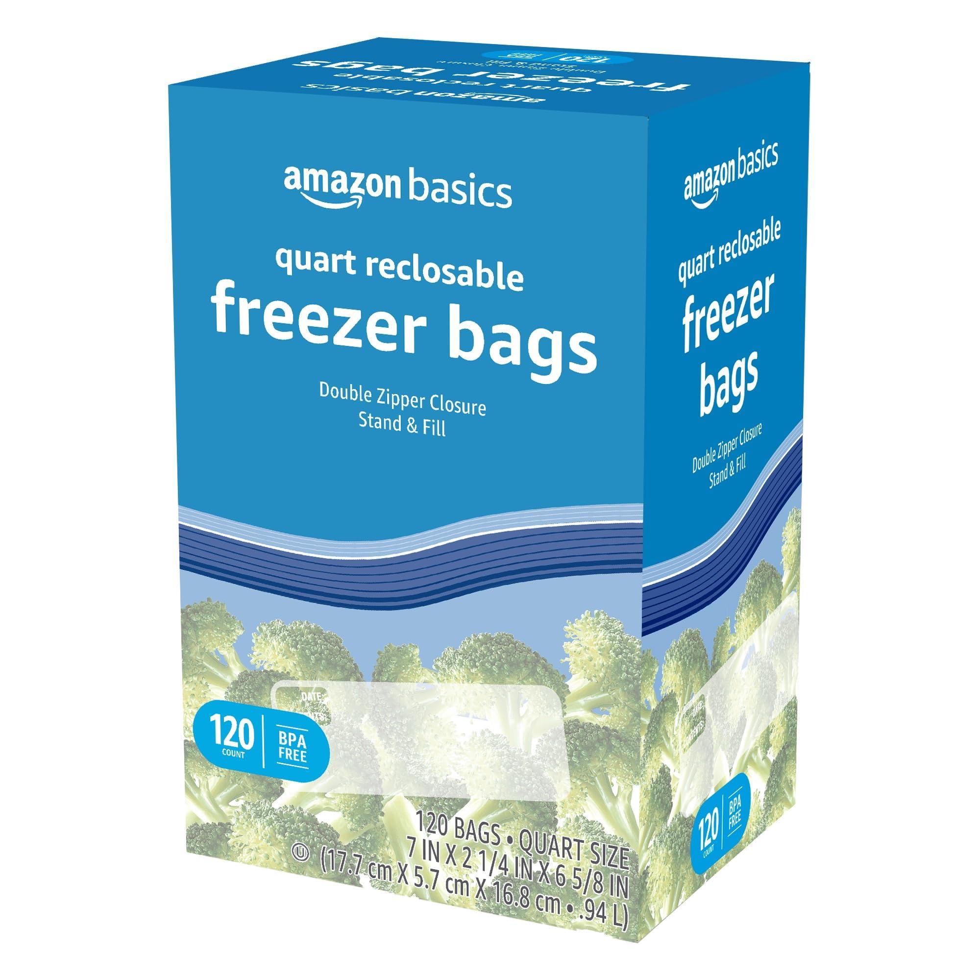 Amazon Basics Reclosable Freezer Quart Bags, BPA Free, 120 Count (Previously Solimo) - Image 5