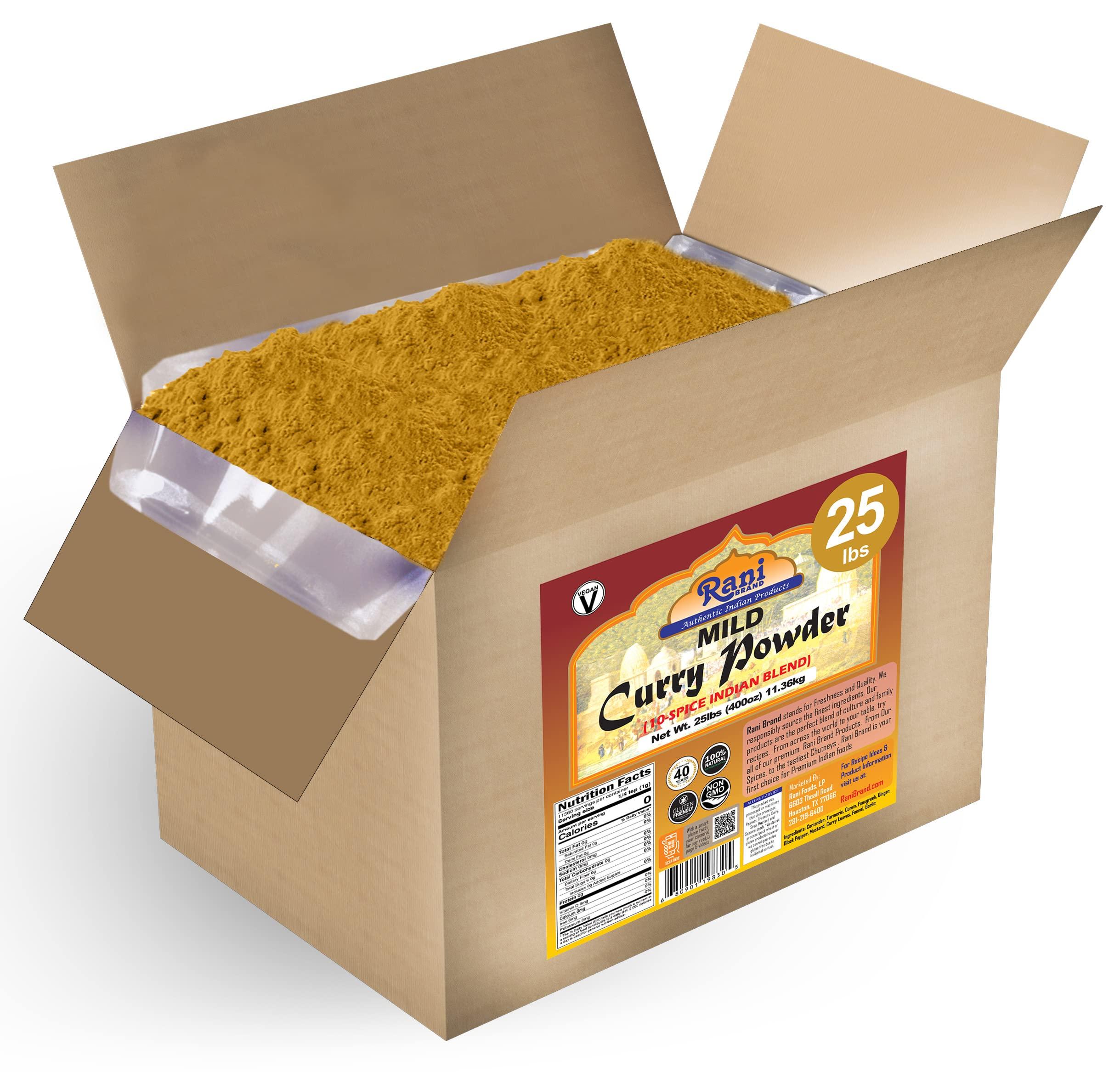 Rani Curry Powder Mild (10-Spice Authentic Indian Blend) 400oz (25lbs) 11.36kg Bulk Box ~ All Natural | Salt-Free | NO Chili or Peppers | Vegan | No Colors | Gluten Friendly | NON-GMO | Indian Origin