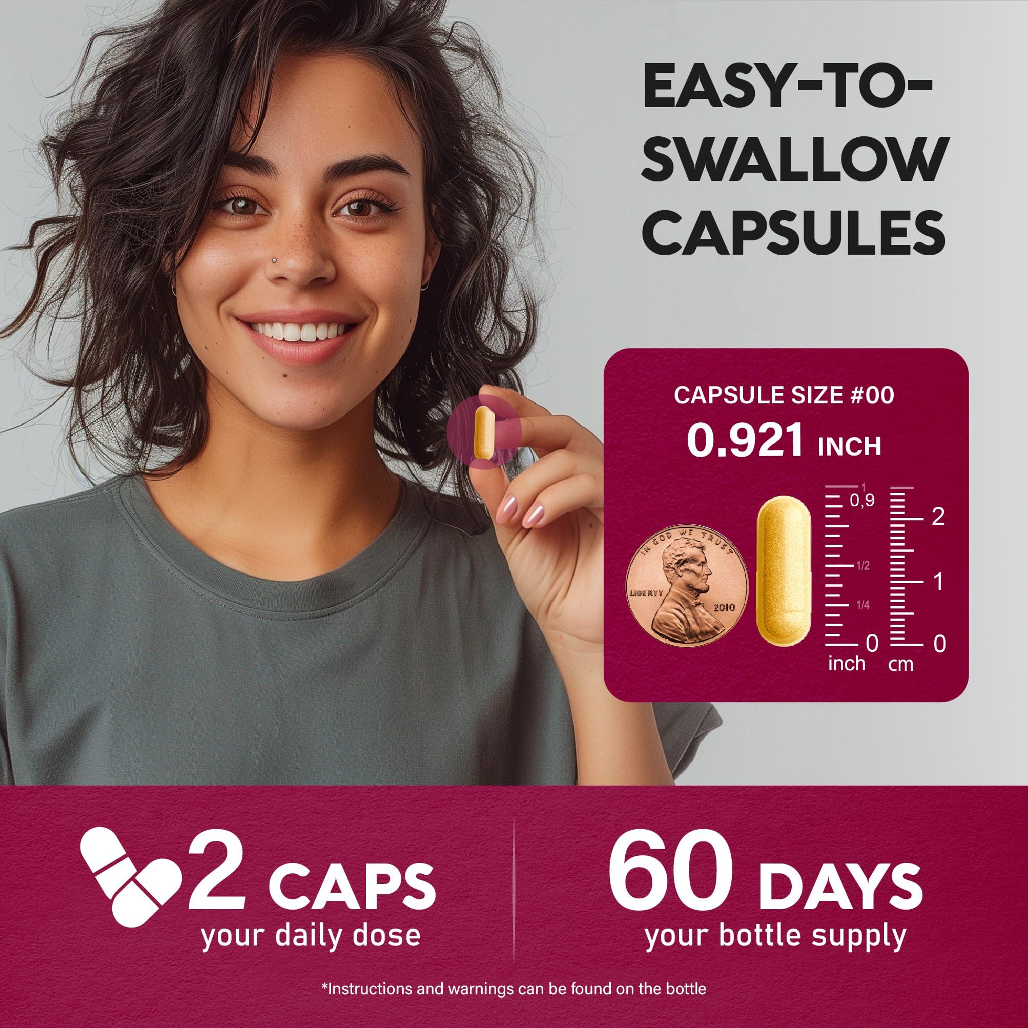 Vitamin B Complex for Men & Women - Made in USA - B-Complex: B1, B2, B3, B5, B6, B7, B8, B9, B12 with Vitamin C, Choline, Inositol - Energy, Brain & Heart Support Supplement, 120 Vegan Capsules - Image 6