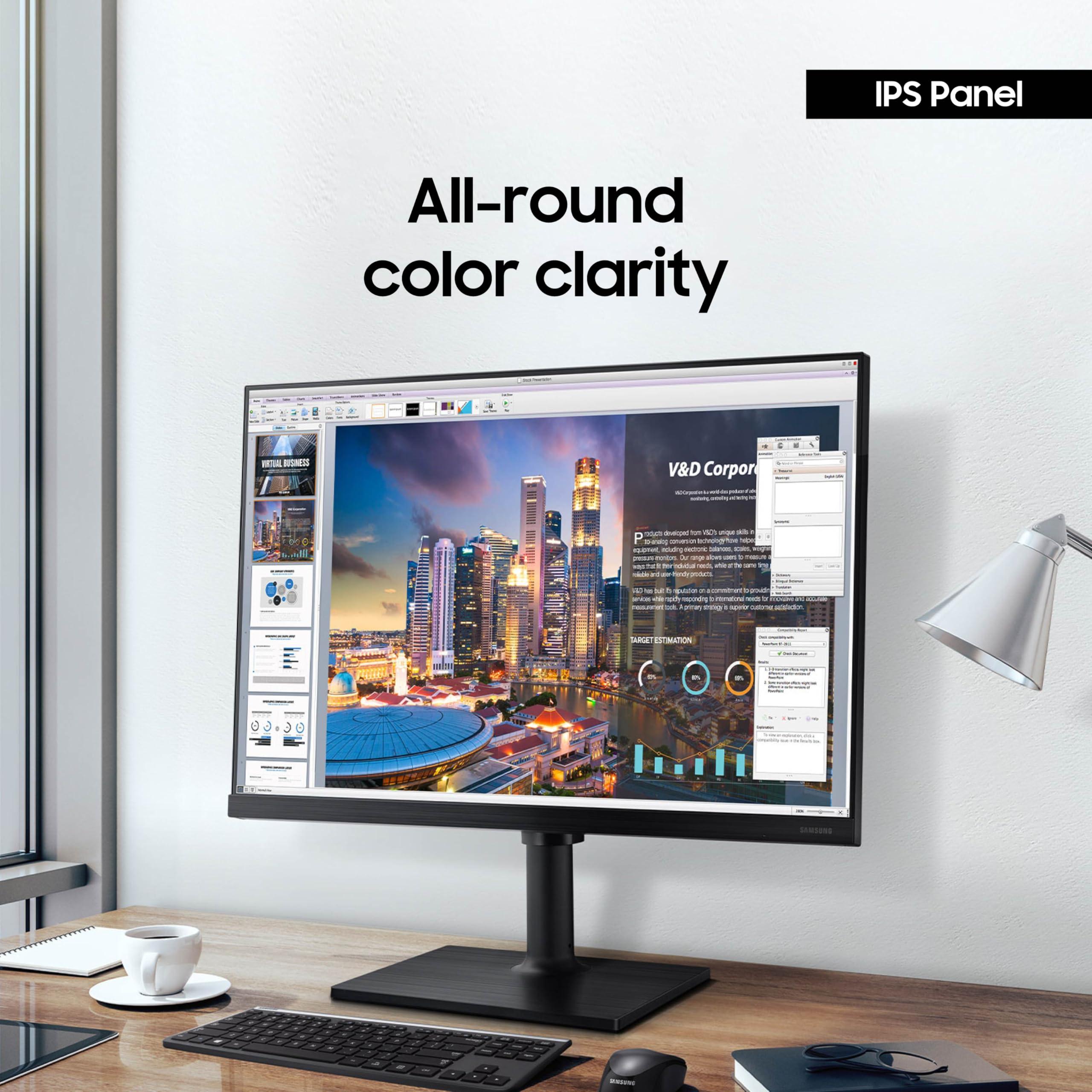 SAMSUNG FT45 Series 24-Inch FHD 1080p Computer Monitor, 75Hz, IPS Panel, HDMI, DisplayPort, USB Hub, Height Adjustable Stand, 3 Yr WRNTY (LF24T454FQNXGO),Black - Image 3