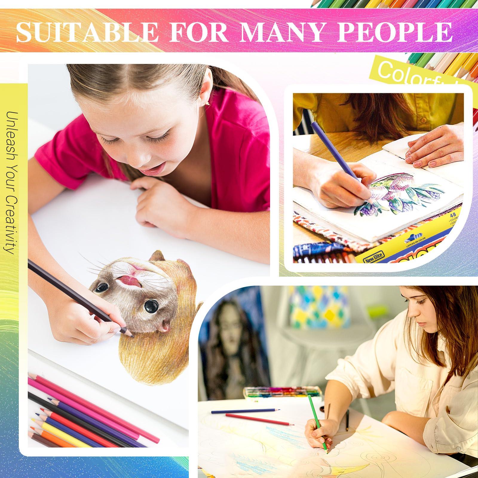 SRISE Colored Pencils for Adult Coloring Books, 48 Colored Pencil Set for Artist Sketching Drawing Pencils ＆ Supplies, Pre-sharpened Coloring Pencils Set for Beginners, Art Supplies for Drawing - Image 8