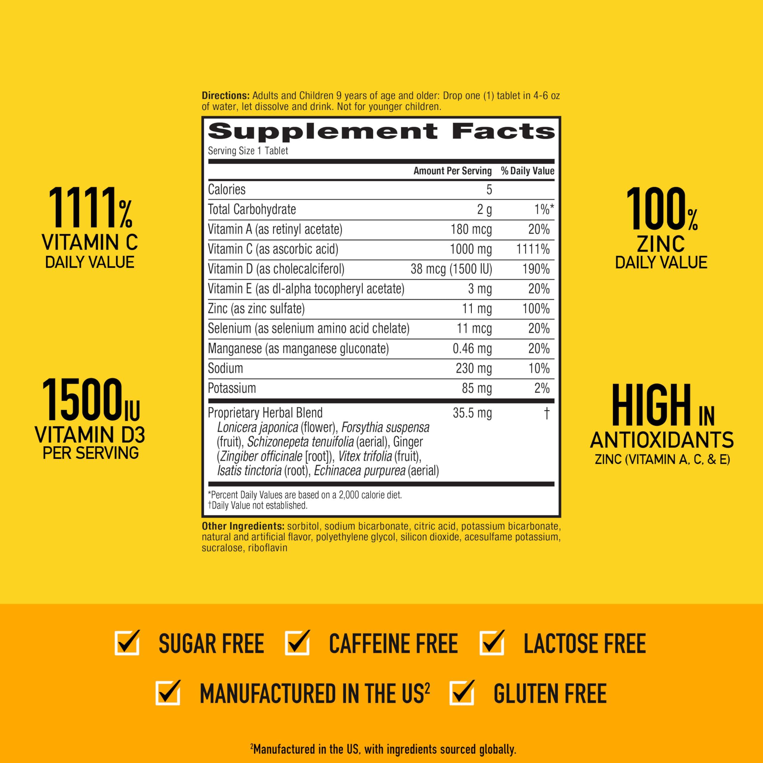 Airborne Vitamin C 1000mg (per Serving) - Zesty Effervescent Tablets, Gluten-Free Immune Support Supplement, Echinacea & Ginger, Orange, Citrus, 30 Count (Pack of 3) - Image 4