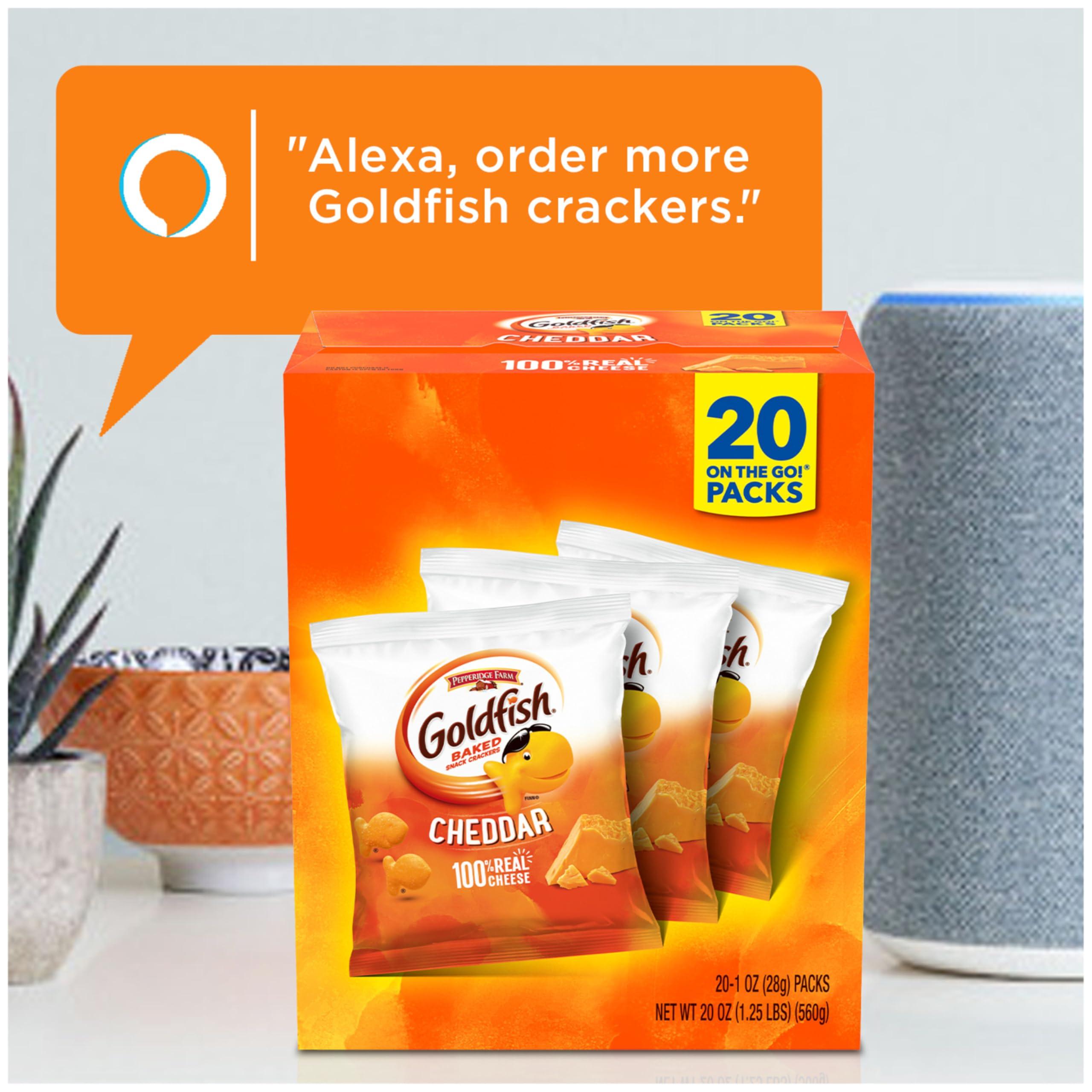 Goldfish Cheddar Cheese Crackers, Baked Snack Crackers, 1 oz On-the-Go Snack Packs, 20 Count Box - Image 5