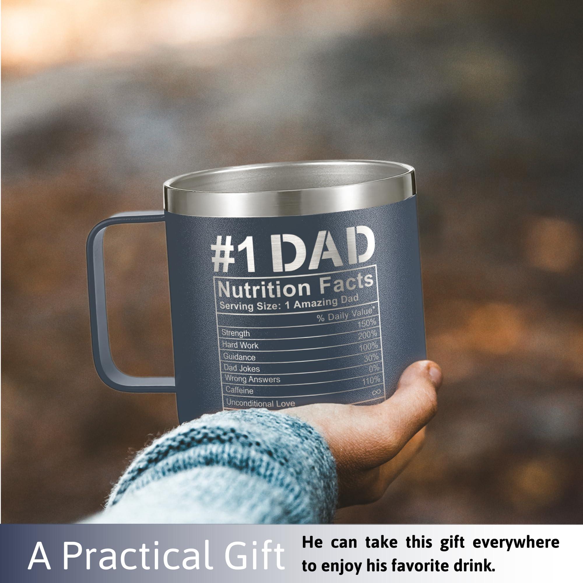 KATLADIZ Gifts for Dad from Daughter, Son, Kids - Fathers Day Gift for Dad - Birthday, Father's Day, Christmas Gifts for Dads - New Papa Daddy Stepdad Father Gift Ideas - 14 Oz Navy Coffee Mug - Image 5
