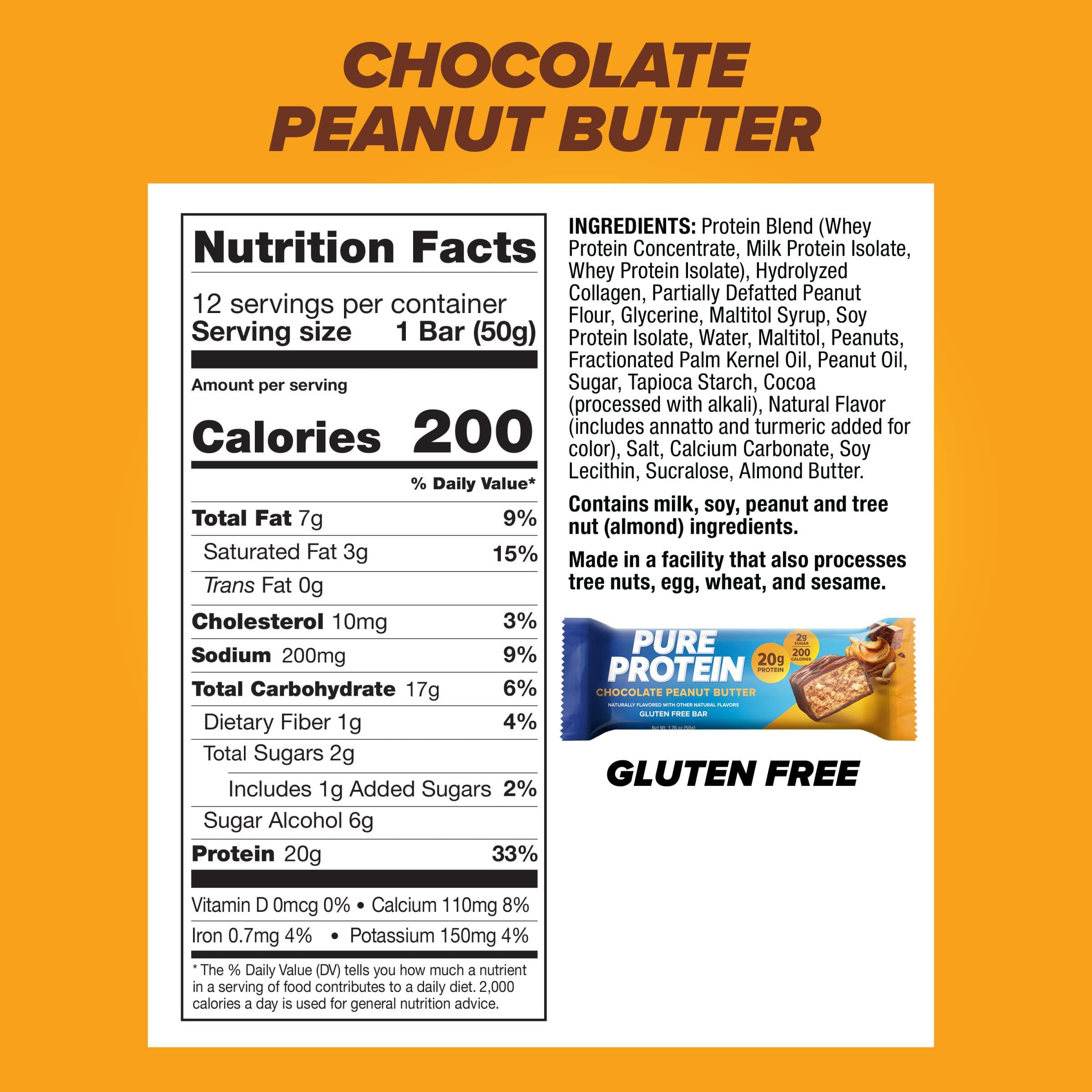 Pure Protein Bars, High Protein, Nutritious Snacks to Support Energy, Low Sugar, Gluten Free, Chocolate Peanut Butter, 1.76oz, 12 Count (Packaging May Vary) - Image 3