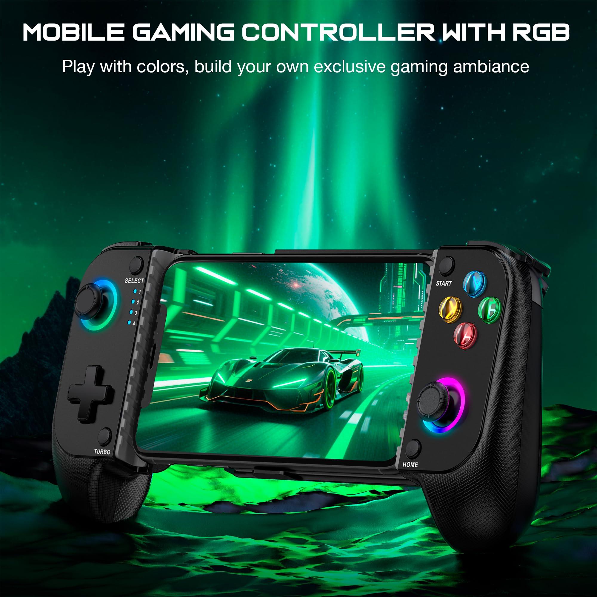 Wireless Phone Controller for iPhone/Android No Deadzone, Mobile Gaming Controller Support Xbox Game Pass, PlayStation, Steam Link, Call of Duty, Roblox, Cloud Gamepad for iOS with Dynamic LED Lights - Image 4