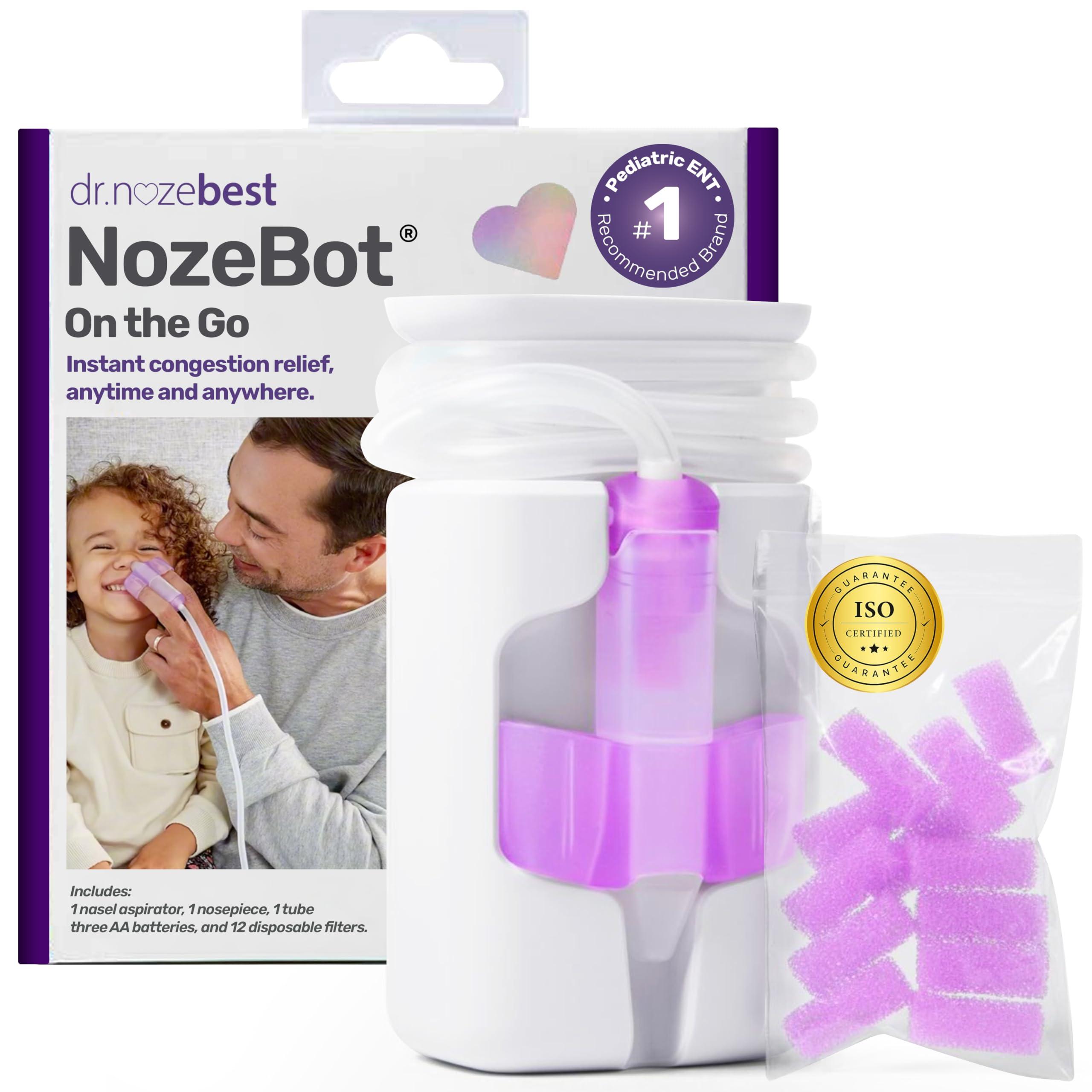 Dr. Noze Best - NozeBot | Electric Baby Nasal Aspirator | Hospital Grade Suction | Nose Sucker and Nasal Vacuum | Safe for Infants and Toddlers (On The Go - Mild Congestion)
