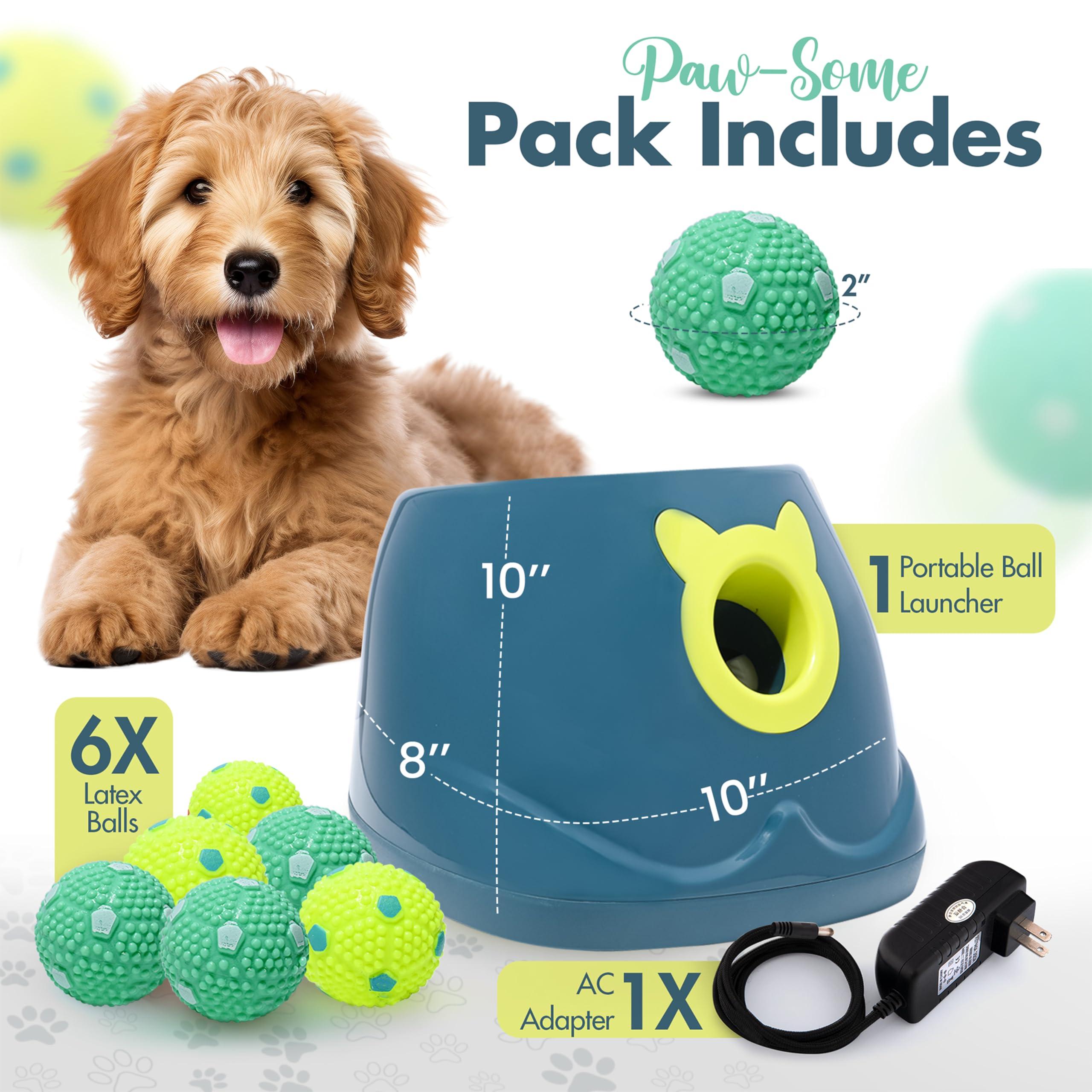 Automatic Dog Ball Launcher - Dog Ball Fetch Machine, Ball Thrower for Dogs, for Small to Medium Sized Dogs, Interactive Dog Toy with 6 Latex Balls, Plug-in & Battery Options - 4 Launch Distances - Image 2