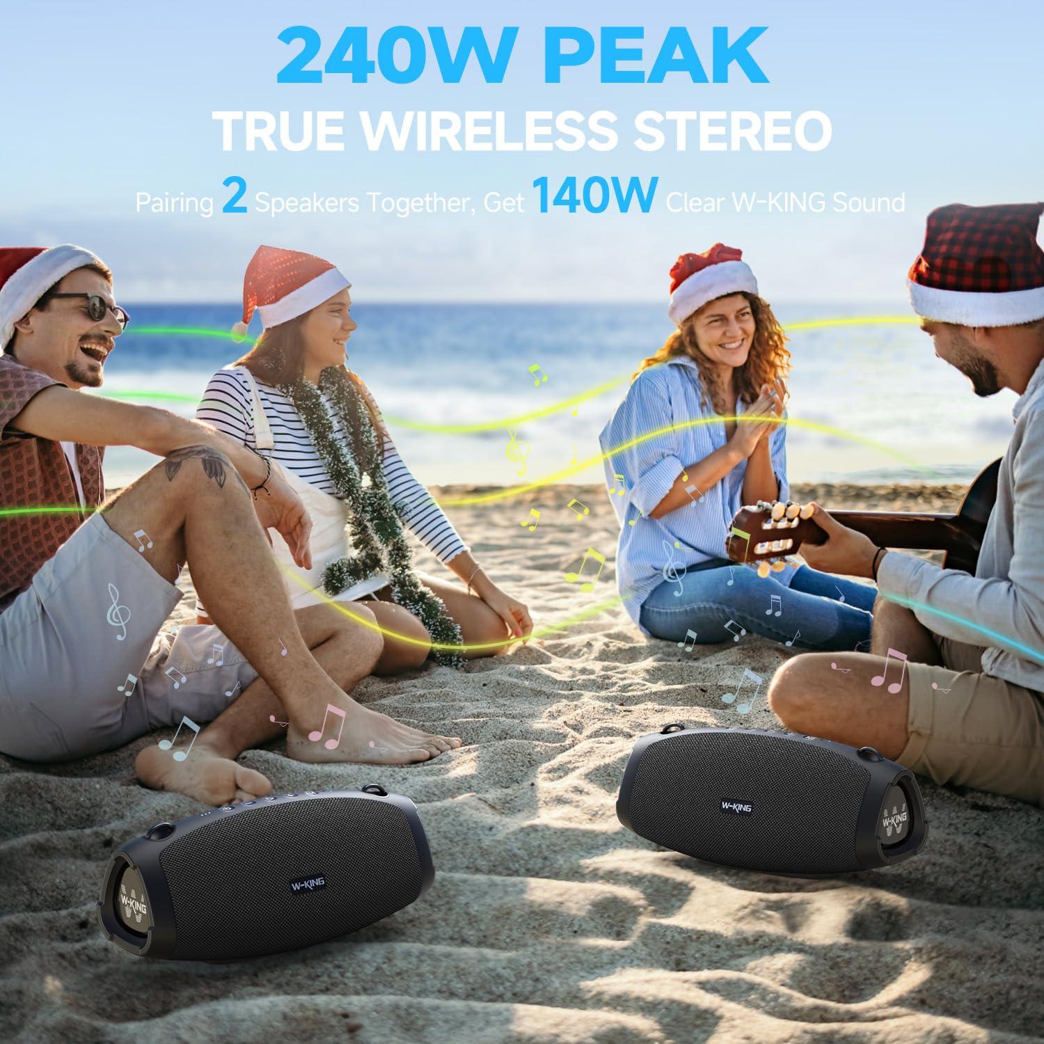 W-KING Portable Speaker Bluetooth Wireless, 120W Max Loudest Outdoor Waterproof Bluetooth Speaker Subwoofer*2, IPX6 Large Big Party Boombox,Triple Passive Radiators-70W Deep Bass/DSP/42H/Power Bank/EQ - Image 8