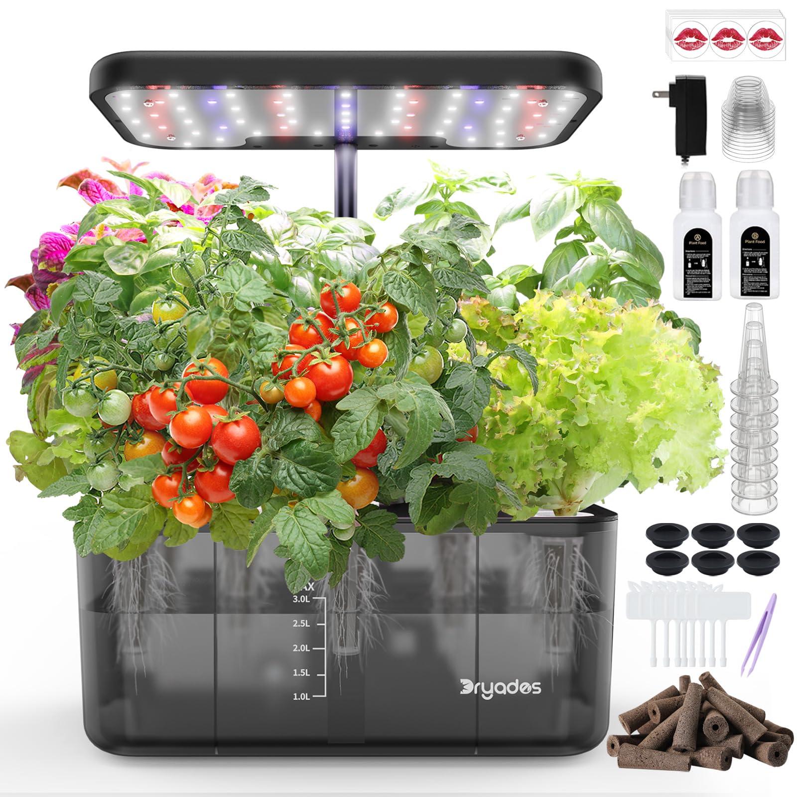 DRYADES Hydroponics Growing System Indoor Garden, 8 Pods Indoor Herb Garden Kit Countertop with LED Grow Light Quiet Smart Water Pump for Home Kitchen Office, Gift Ideas for Women Men