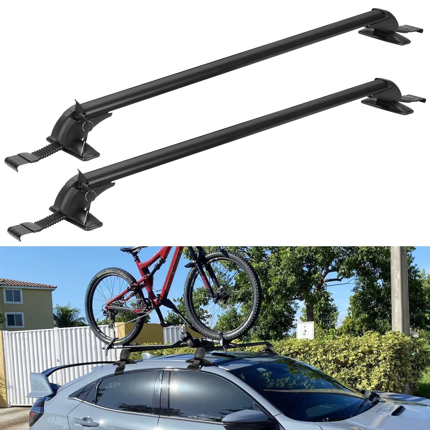 Adjustable Car Roof Rack Cross Bars with Anti-Theft Lock, Heavy-Duty Aluminum Roof Rail for Bike, Kayak, Cargo, Luggage – Fits Vehicles with Rain Gutter Spacing 42.91in-44.88in (2PCS) - Image 1