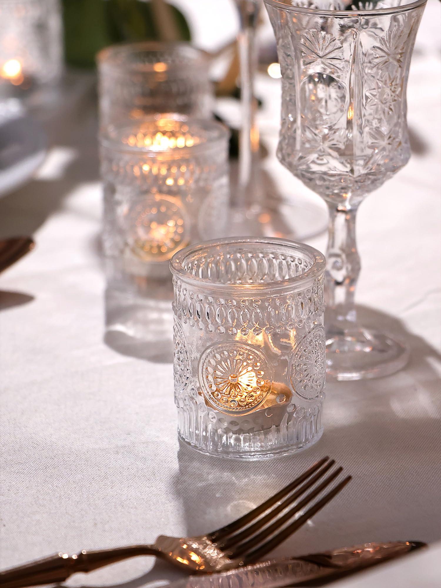 30 Pcs Assorted Clear Votive Candle Holders, Wedding Centerpieces Table Decorations, Glass Tea Lights Candle Holder for Party Decorations, Vintage Boho Candle Holders Bulk for Wedding Receptions - Image 5