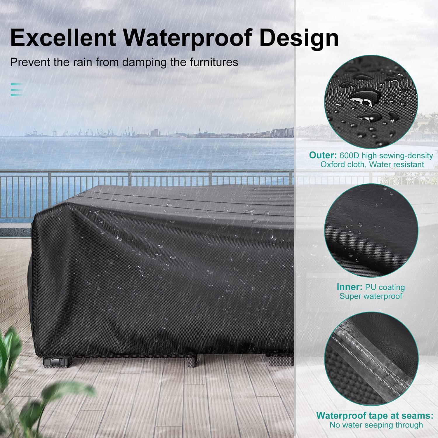 BROSYDA Patio Furniture Covers, Heavy Duty Outdoor Furniture Cover Waterproof, Sectional Sofa Set Covers Table and Chair Set Cover 108" L × 82" W × 28" H - Image 4