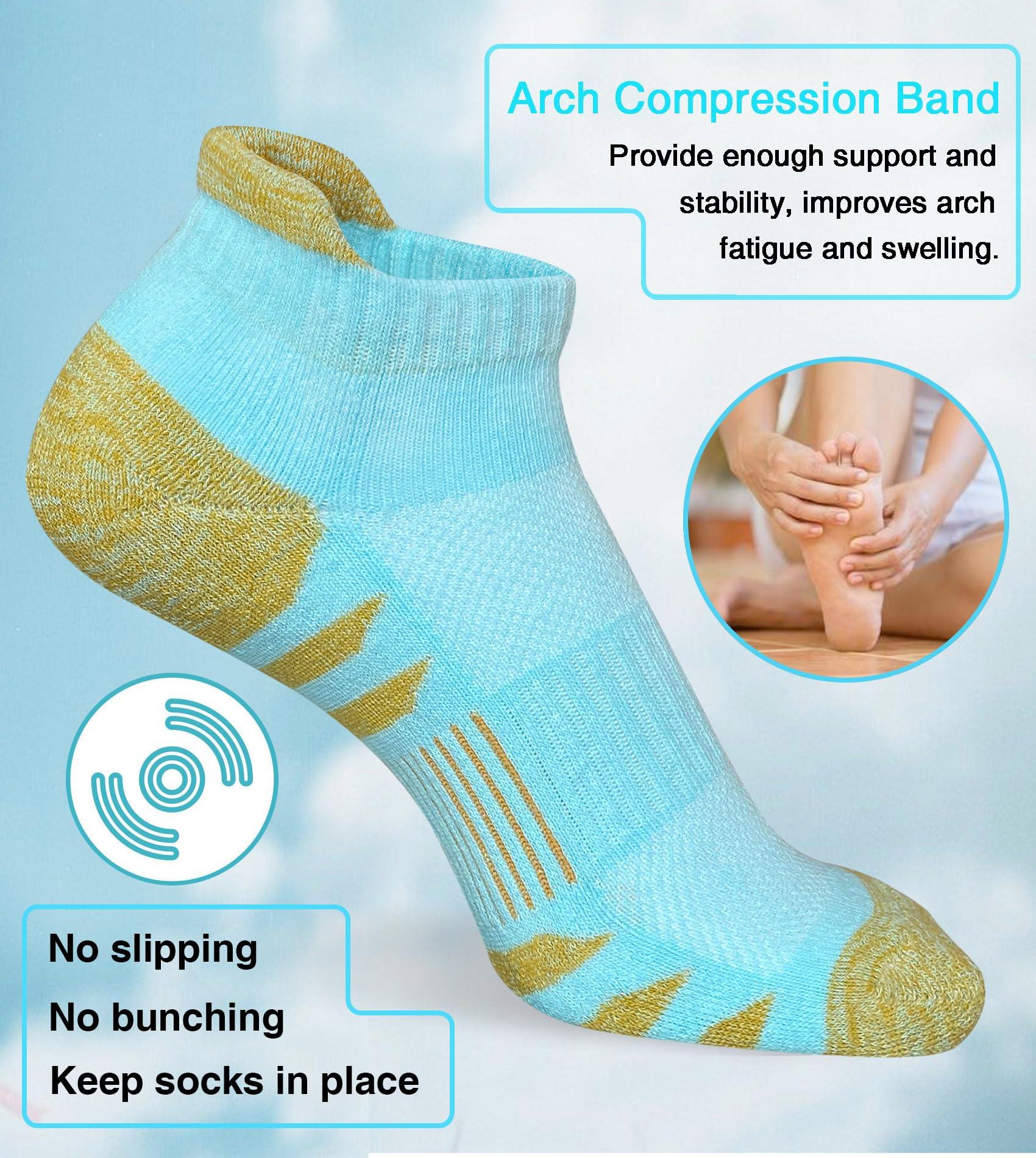 Heyoboy Womens Ankle Anti-blister Thick Cushioned Wicking Odor Resist Athletic Running Socks 5 Pairs - Image 6