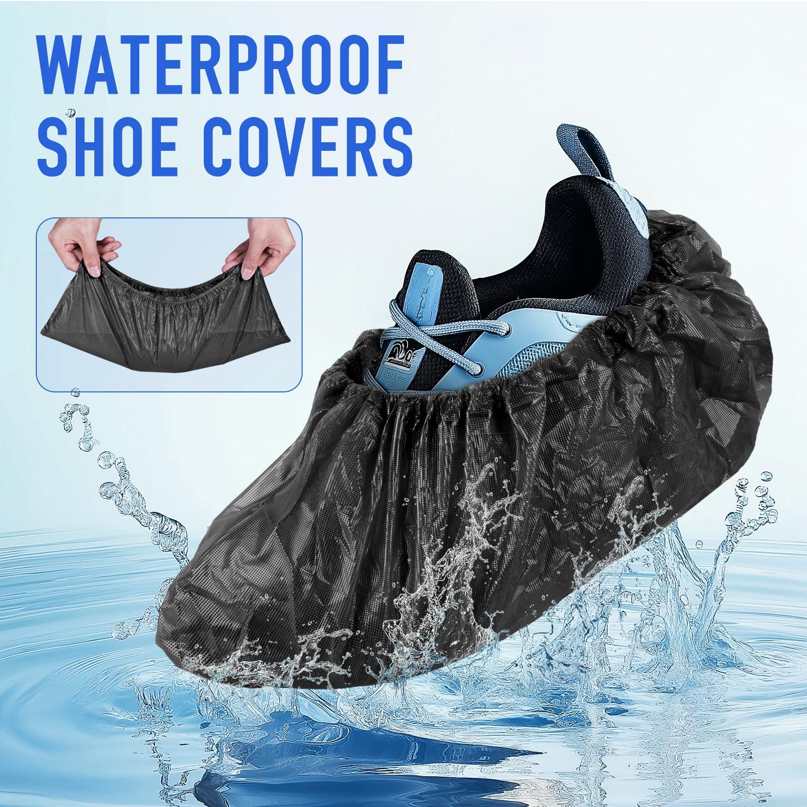 squish Shoe Covers Disposable Non-Slip, 100 Pack 6g Thick Booties Cover, Waterproof Slip Resistant Disposable Shoe Covers Durable Protector Covers for Indoors and Outdoors Fit Up to 13 Size (Black) - Image 4