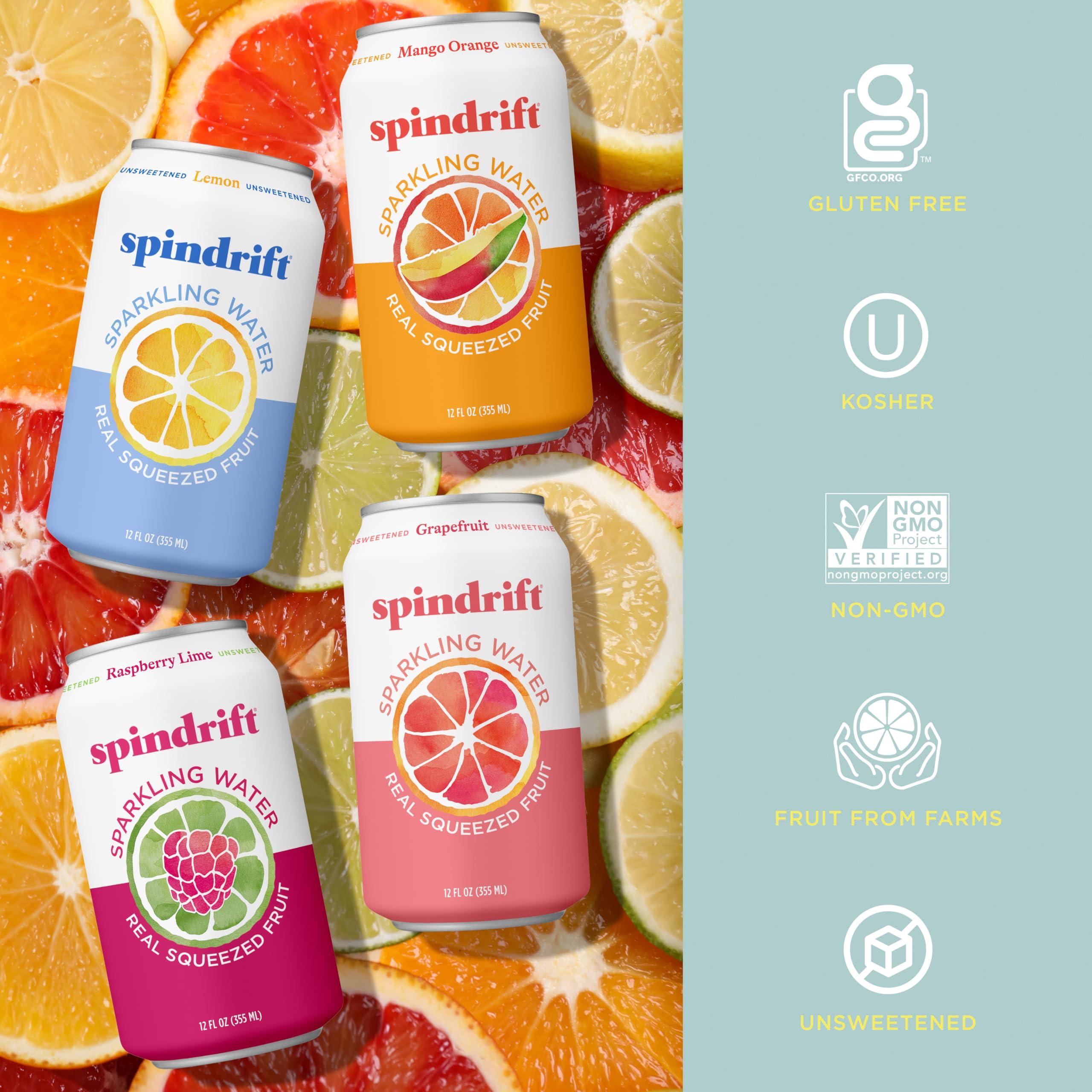 Spindrift Sparkling Water, 4 Flavor Variety Pack, Made with Real Squeezed Fruit, 12 Fl Oz (Pack of 20) - Image 4