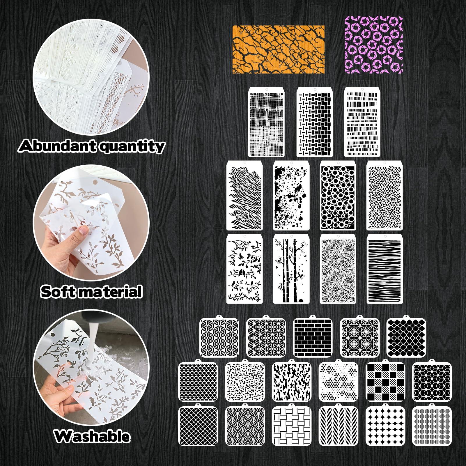 30 Pcs Abstract Layering Stencils - Mixed Media Spray Paint Stencils, Reusable Geometric Christmas Painting Templates for Wall & Canvas - Image 4