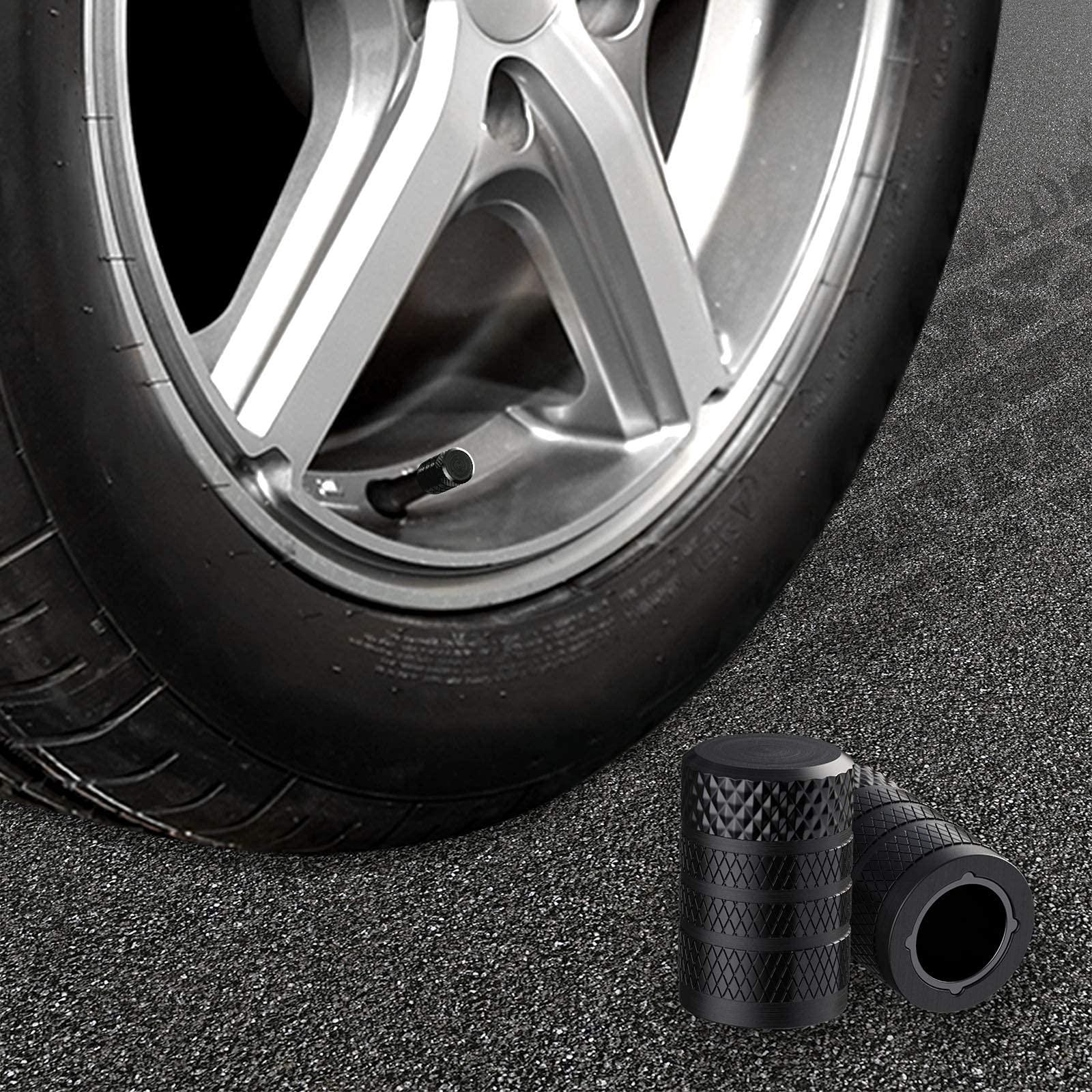 CKAuto Tire Valve Stem Caps, Black, 4 pcs/Pack, Anodized Aluminum Tire Valve Cap Set, Corrosion Resistant, Universal Stem Covers for Cars Trucks Motorcycles SUVs and Bikes - Image 6