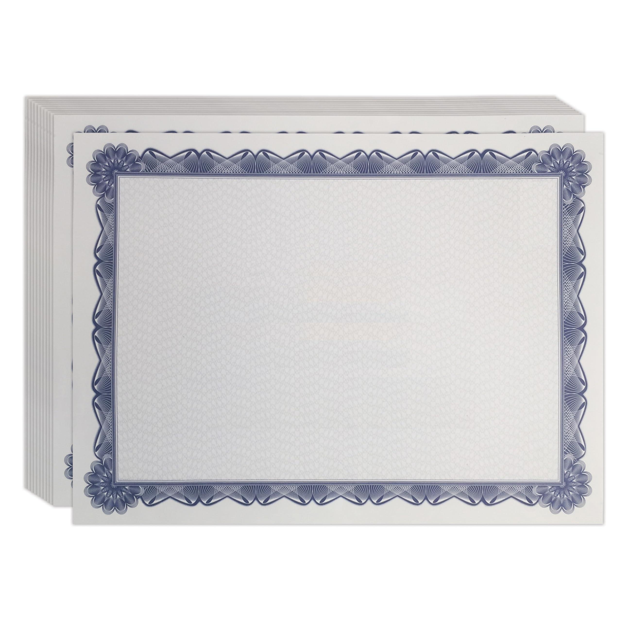 Better Office Products 100 Sheet Diploma Certificate Paper, Blue Border, Letter Size Blank Paper, Specialty Award, Laser and Inkjet Printer Friendly, 8.5 x 11 Inches, 100 Count - Image 1