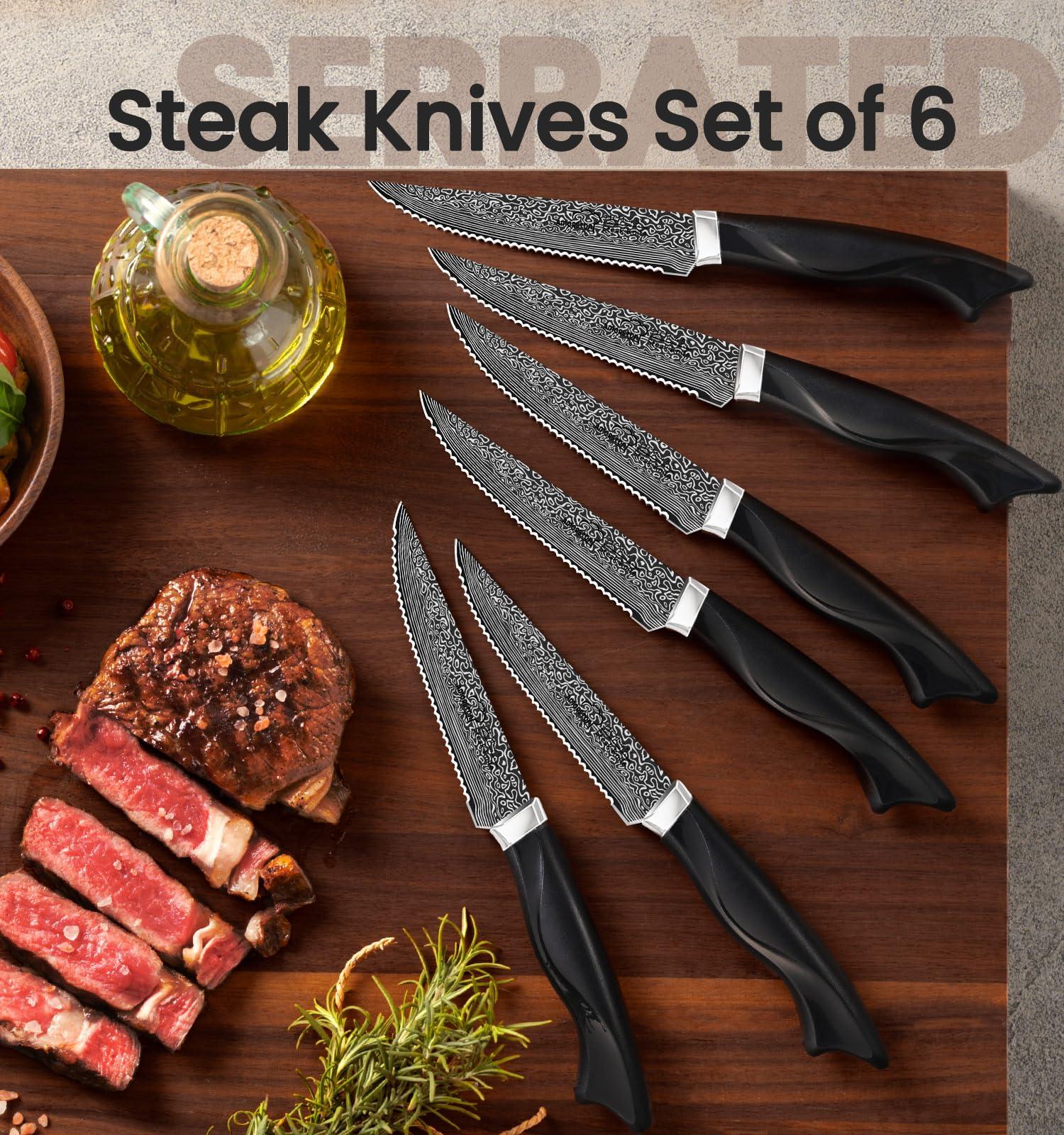 Knife Set, 15 Pieces Kitchen Knife Set with Built in Sharpener, High Carbon German Stainless Steel Knife Block Set, Dishwasher Safe - Image 4