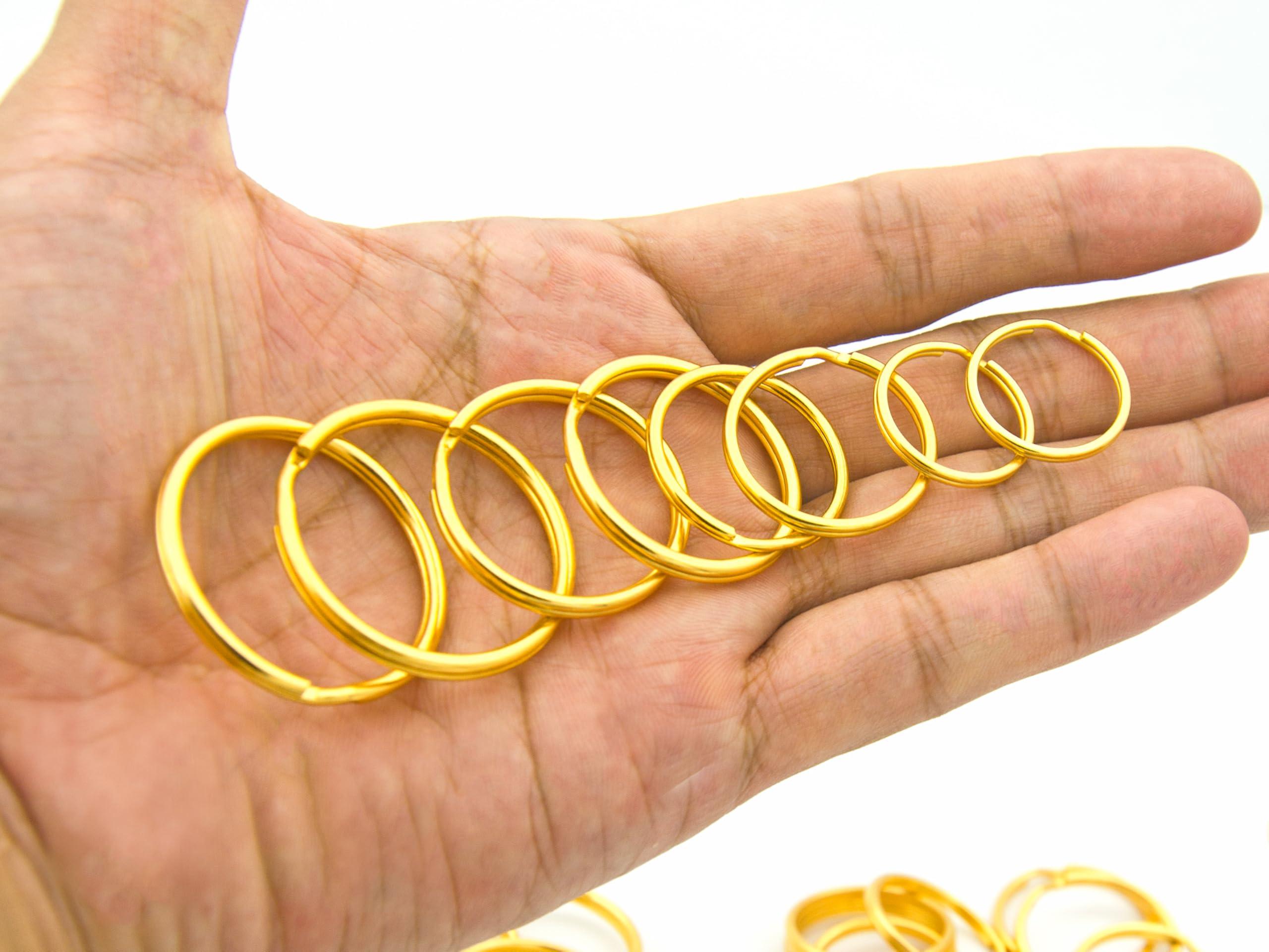 Key Ring Keychain Assorted in 4 Sizes Metal Golden Round Split Key Chains Rings for Home Car Dog Tag Office Lanyards Keys Attachment Pack of 40pcs - Image 3