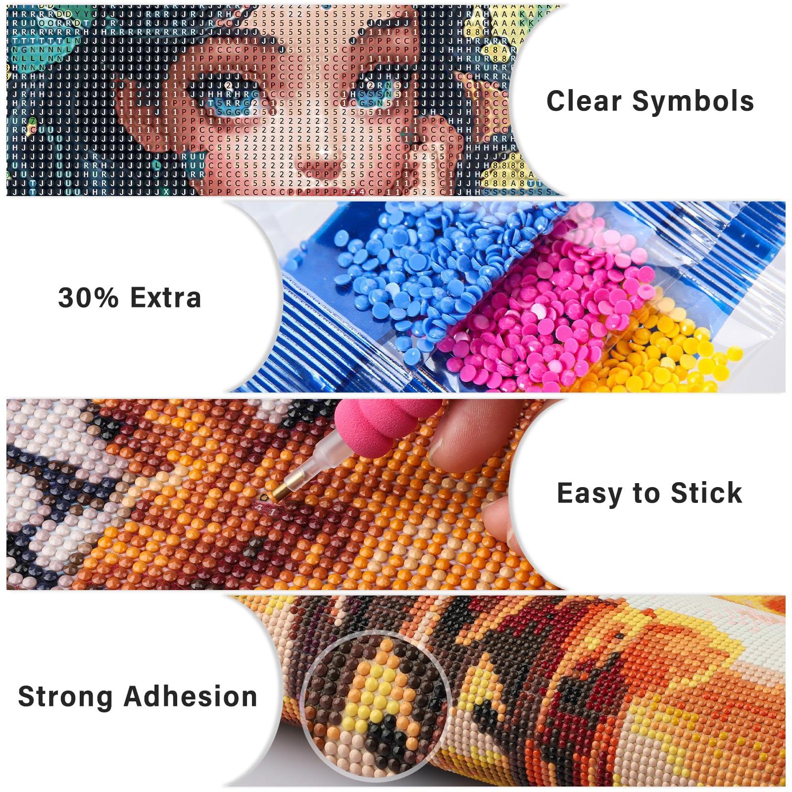 Lxmsja Cartoon Diamond Art Kits for Adults, Flowers DIY Full Drill Diamond Painting Kits for Beginners, 5D Gem Art Crafts for Adults, Home Wall Decor 12x16 inch - Image 4