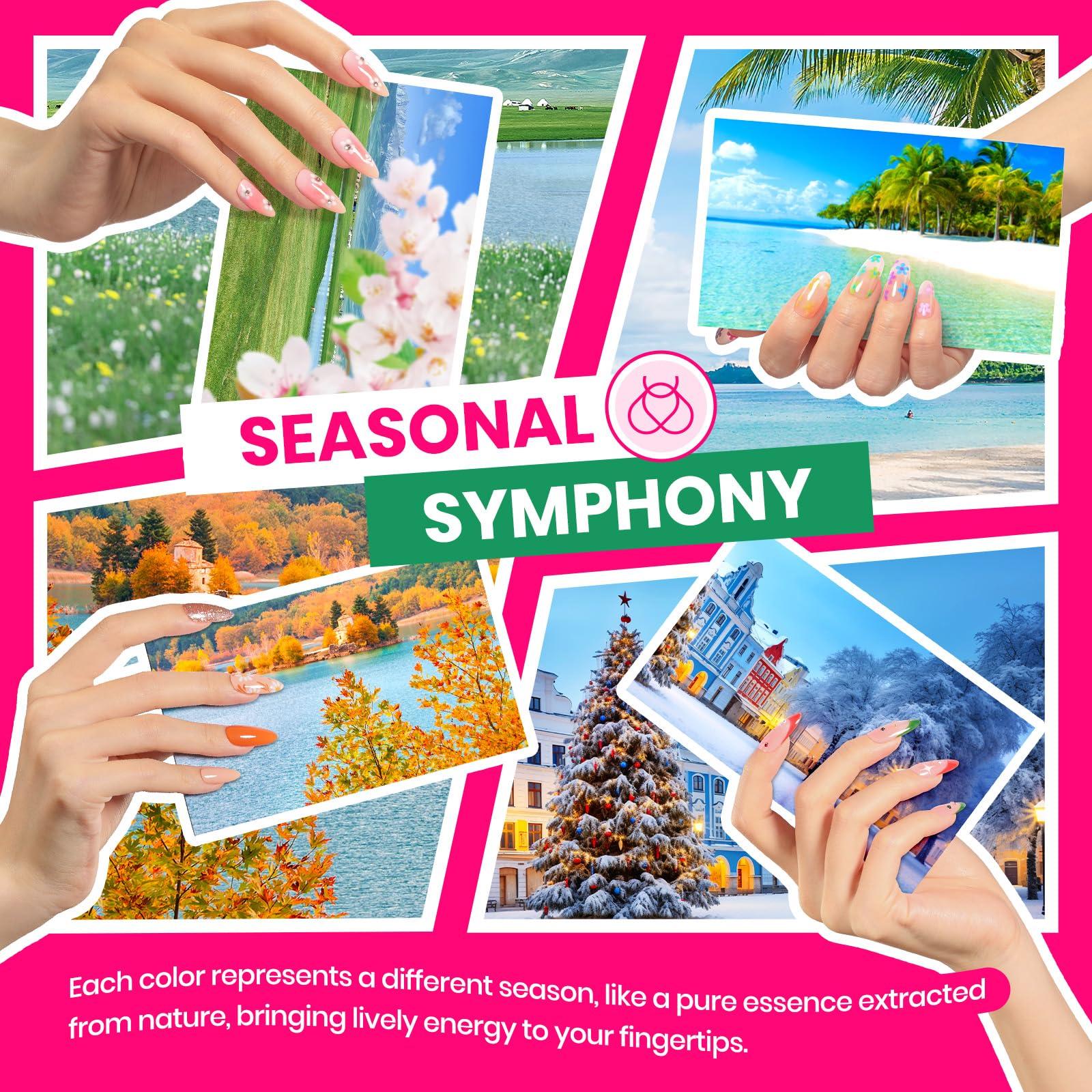 Beetles Gel Nail Polish Kit with U V Light 85Pcs, 55 Colors Seasonal Symphony Set with Diamond Decorations & Manicure Art Stickers and Tools Soak Off for All Season - Image 6