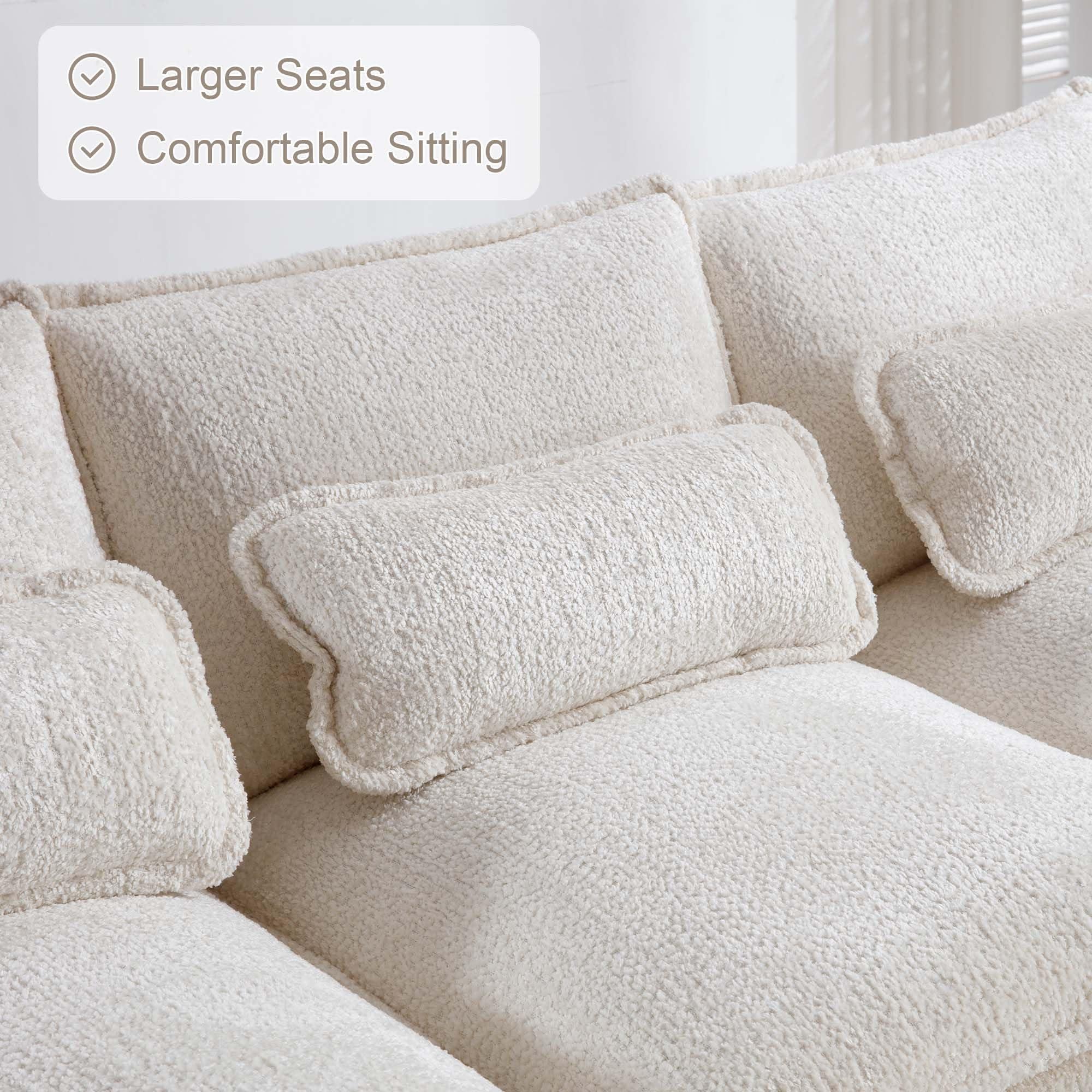GNIXUU U Shaped Cloud Couch, 110" Chenille Comfy 4 Seat Sectional Couches for Living Room, Modular Sofa Sleeper with Double Chaise & Memory Foam for Apartment(Beige) - Image 7
