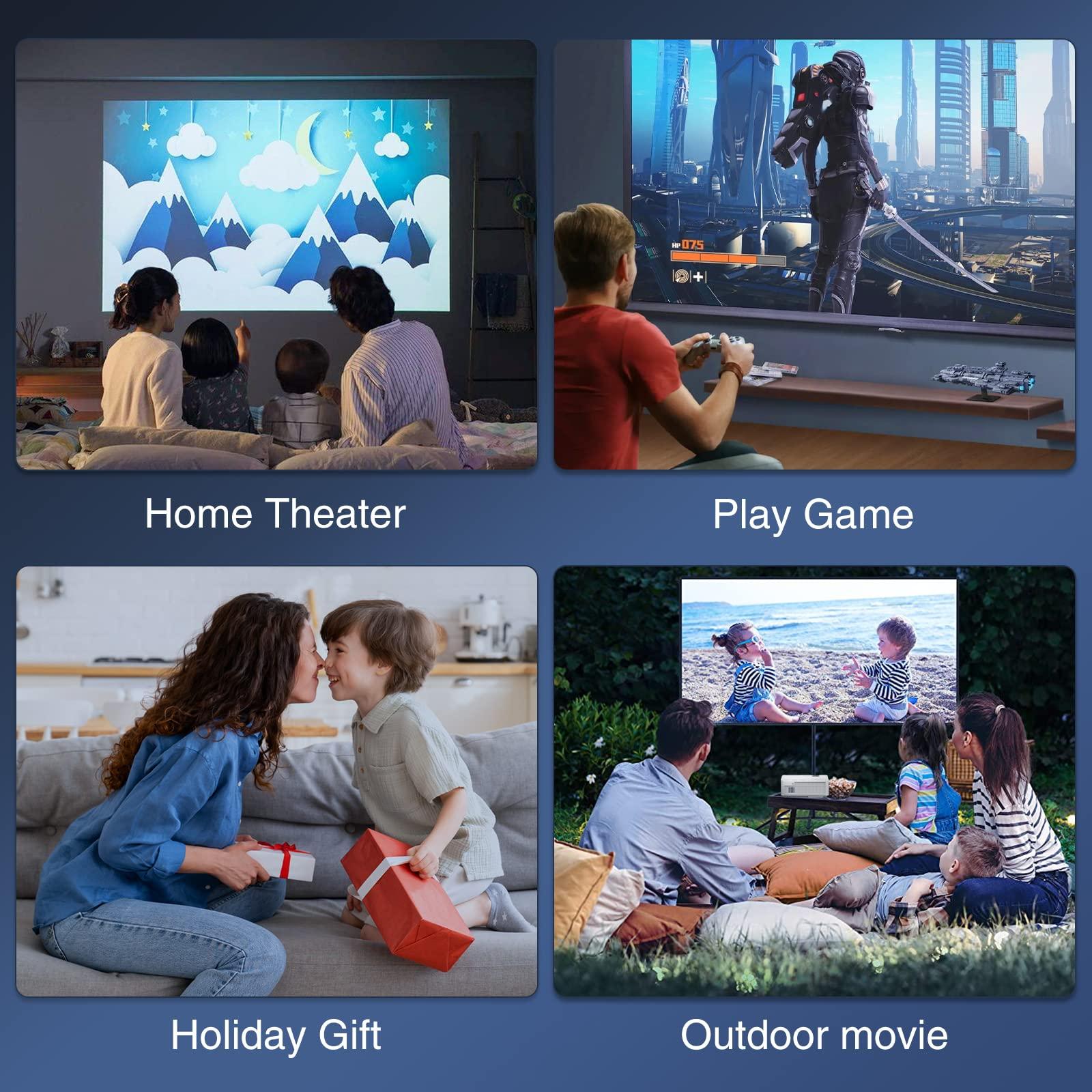 Native 1080P Projector with 5G WiFi Bluetooth and Tripod, 4K Supported Portable Home and Outdoor Movie Projector, Max 300" Display, Compatible with TV Stick, HDMI, Phone - Image 8
