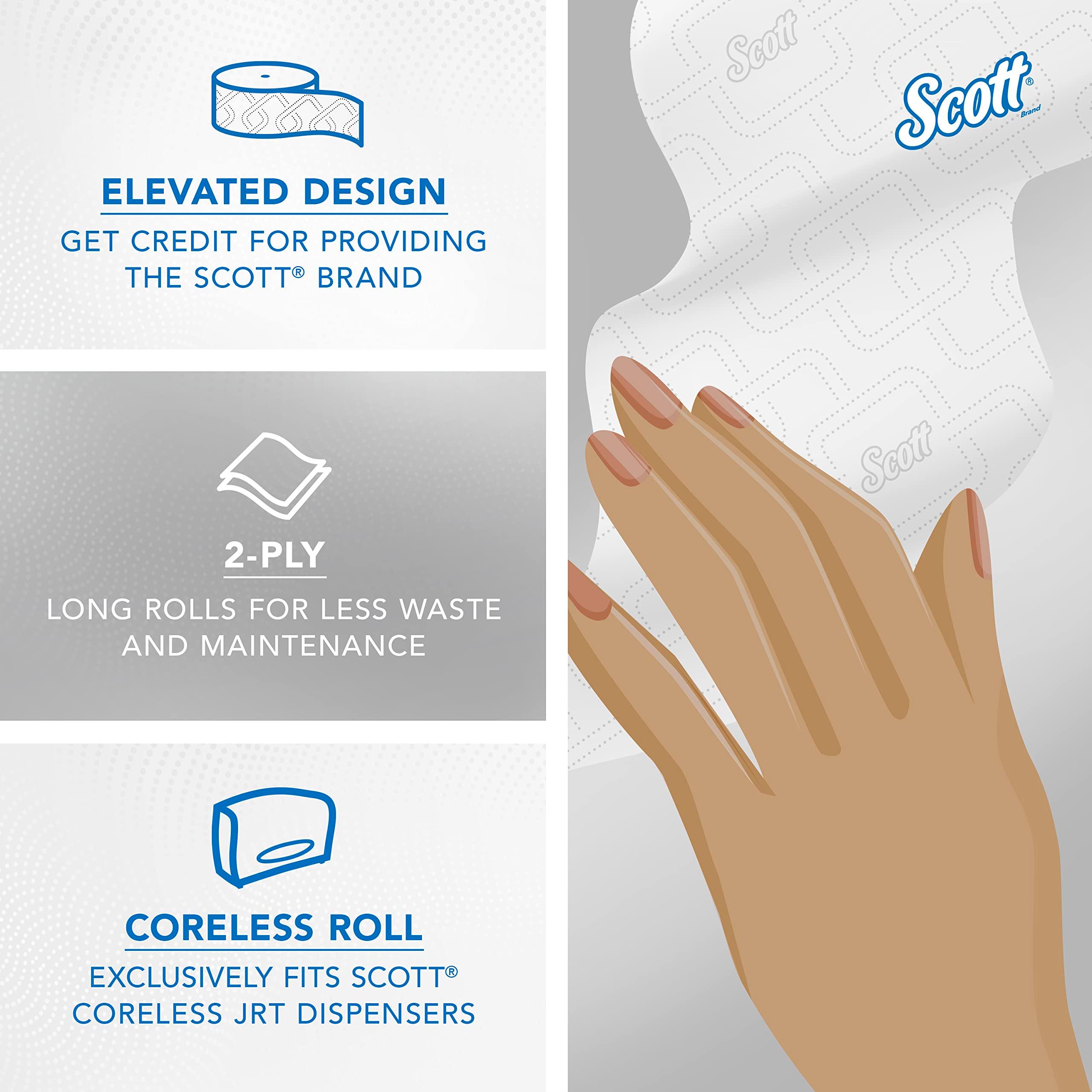 Scott Professional Coreless High-Capacity Jumbo Roll Bulk Toilet Paper (07006), 2-Ply, Elevated Design, White (12 Rolls at 1,150' Each, 13,800'/Case) - Image 7