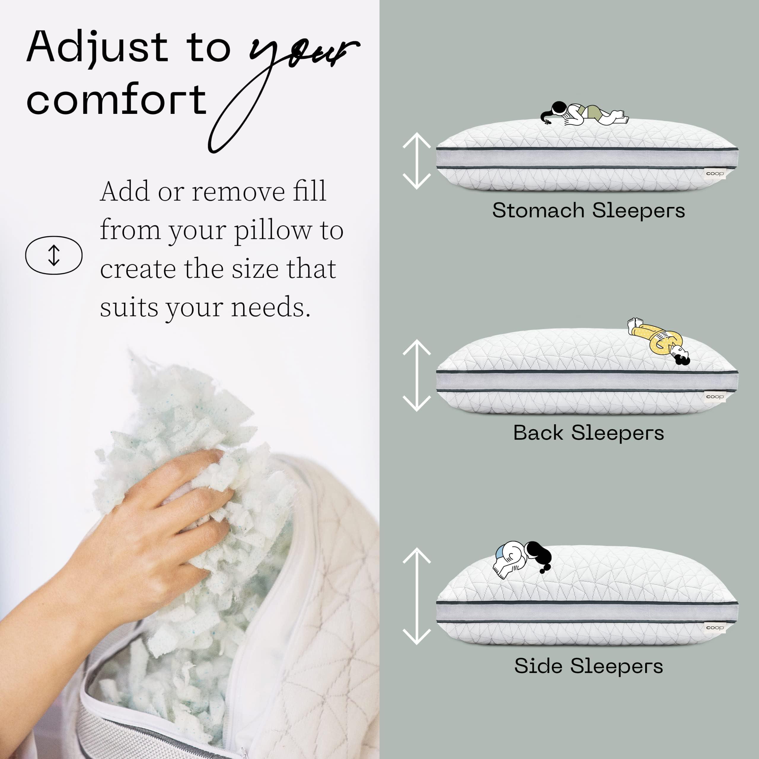 Coop Home Goods Eden Bed Pillow Queen Size for Sleeping on Back, Stomach and Side Sleeper- Medium Soft Memory Foam Cooling Gel - CertiPUR-US/GREENGUARD Gold - Image 4