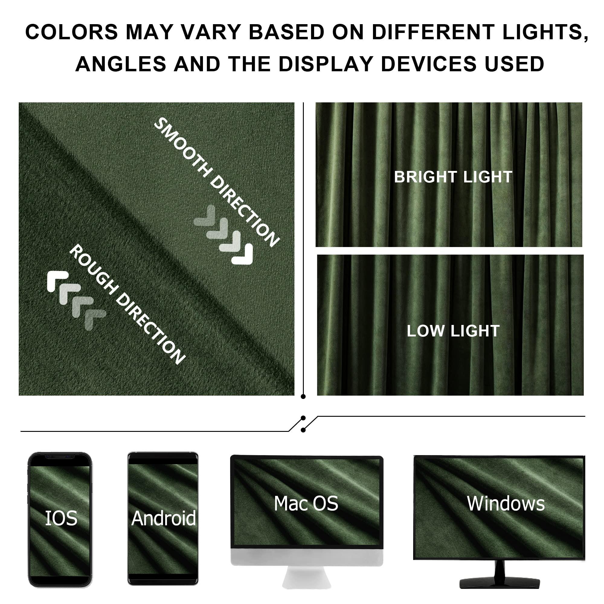 Benedeco Green Velvet Curtains for Bedroom Window, Super Soft Luxury Drapes, Room Darkening Thermal Insulated Rod Pocket Curtain for Living Room, W52 by L84 inches, 2 Panels - Image 6