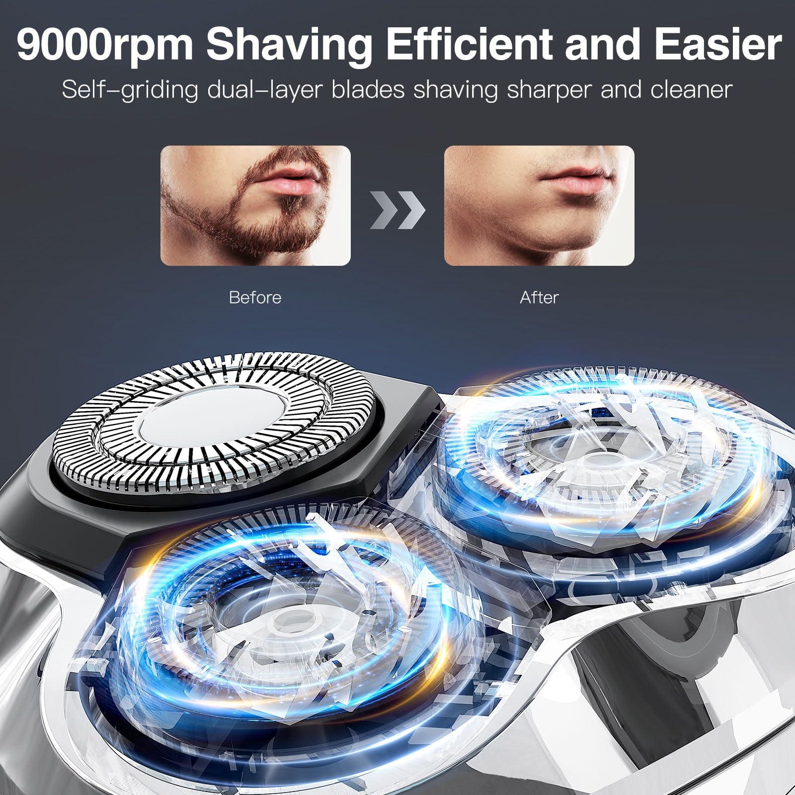 YIRISO Electric Razor for Men, Men’s Electric Shavers, Wet & Dry Shaver with Pop-up Trimmer, USB-C Rechargeable Waterproof Portable Shaver with LCD Display/Travel Organizer/Travel Lock Ideal Men Gift - Image 2