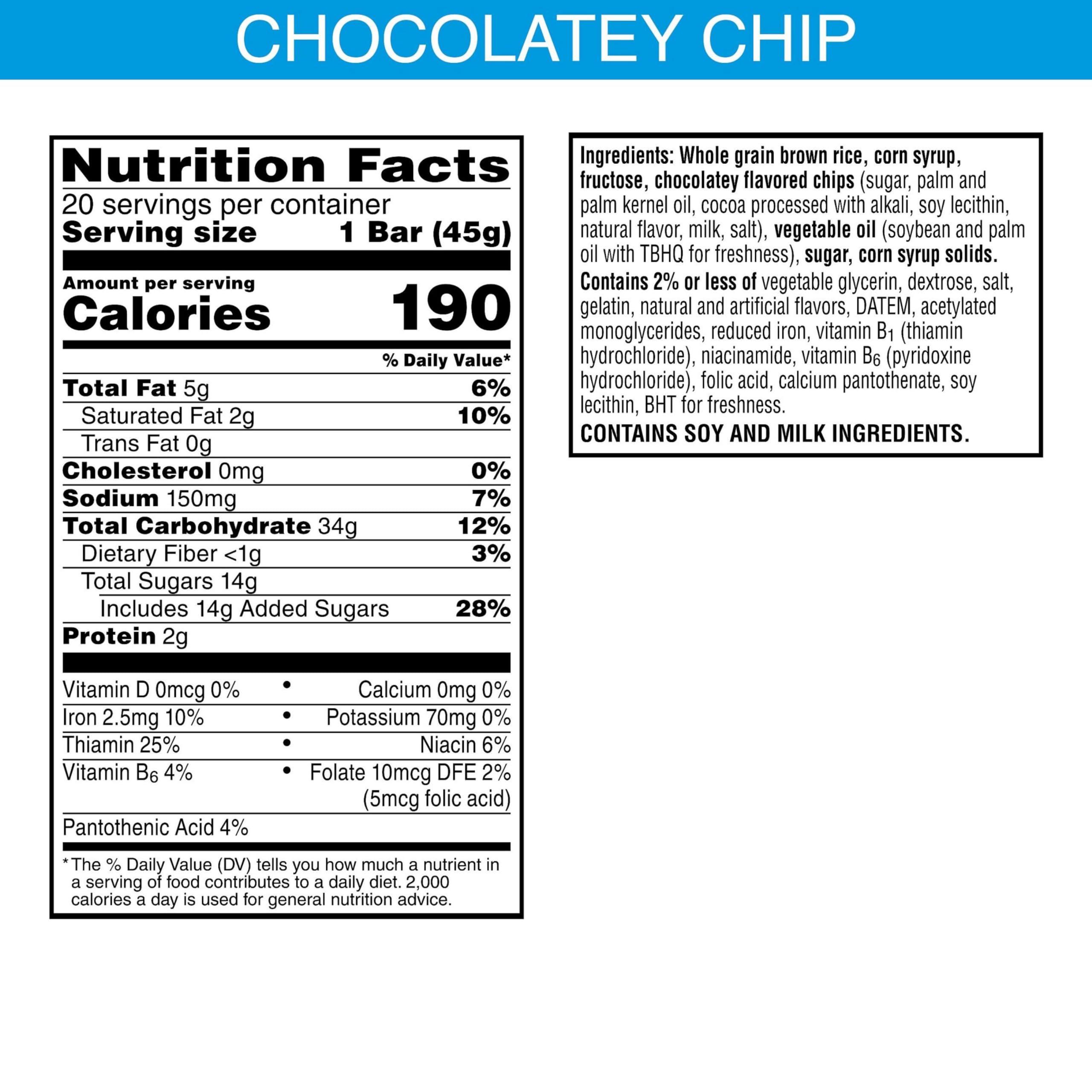 Rice Krispies Treats Marshmallow Snack Bars, Made with Whole Grain, Kids Snacks, Chocolatey Chip (80 Bars) - Image 2