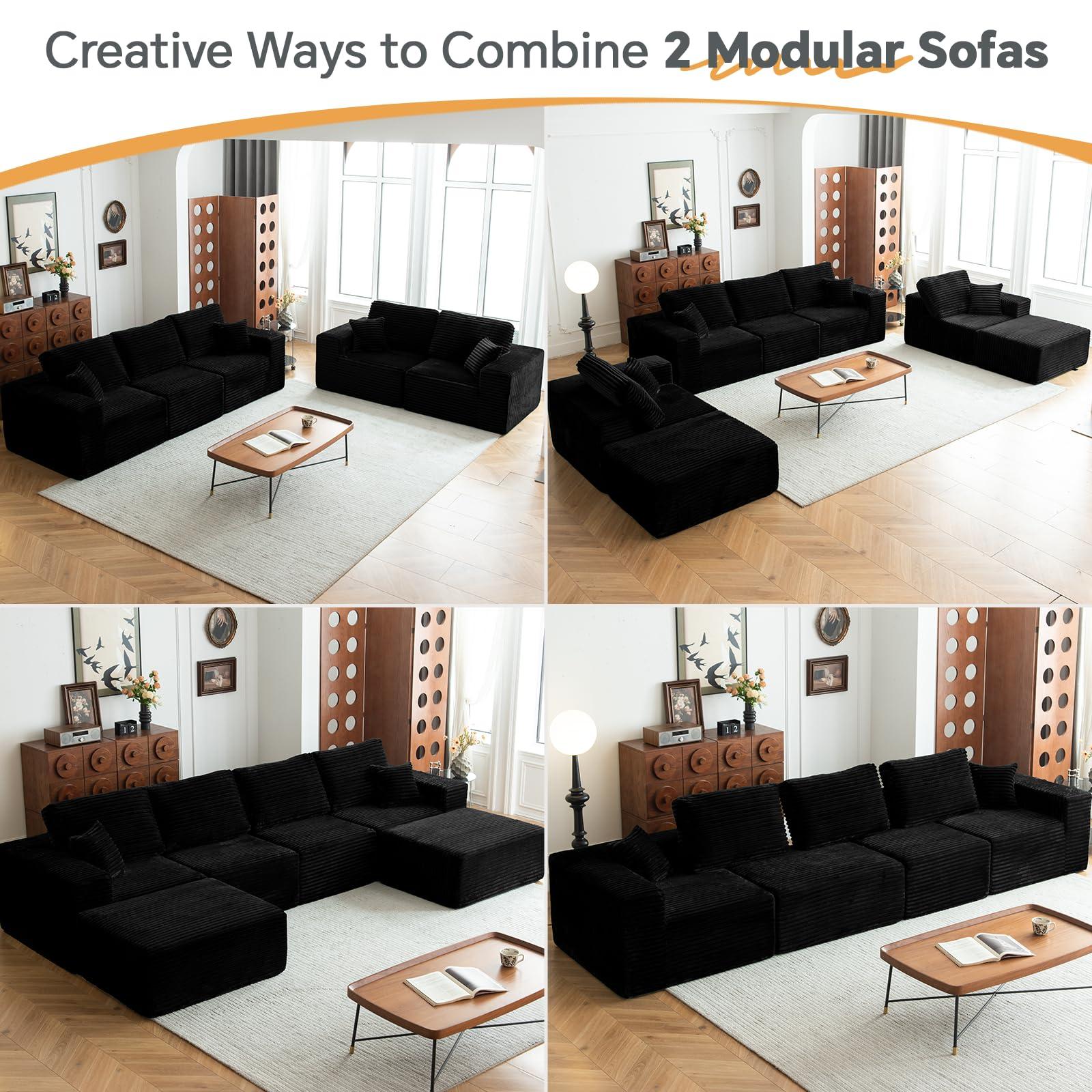 MODNEST 107" Modular Sectional Sofa Cloud Couch with Deep Seats, L Shape Memory Foam Couch with Chaise, Sectional Couches for Living Room, Oversized Comfy Boneless Sofa No Assembly, Black - Image 10