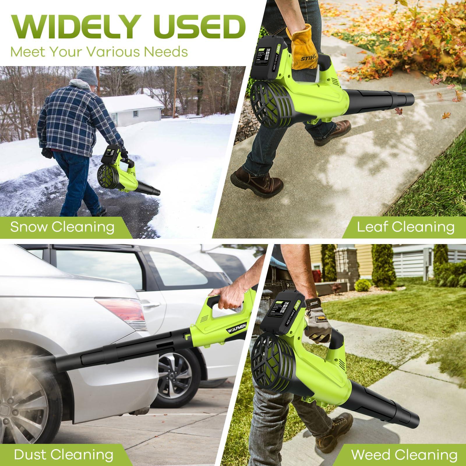 Leaf Blower, Electric Cordless Leaf Blower with 2 Batteries and Charger, 2 Speed Mode, Lightweight Leaf Blowers for Blowing Leaves, Patio Cleaning, Lawn Care and Dust - Image 7