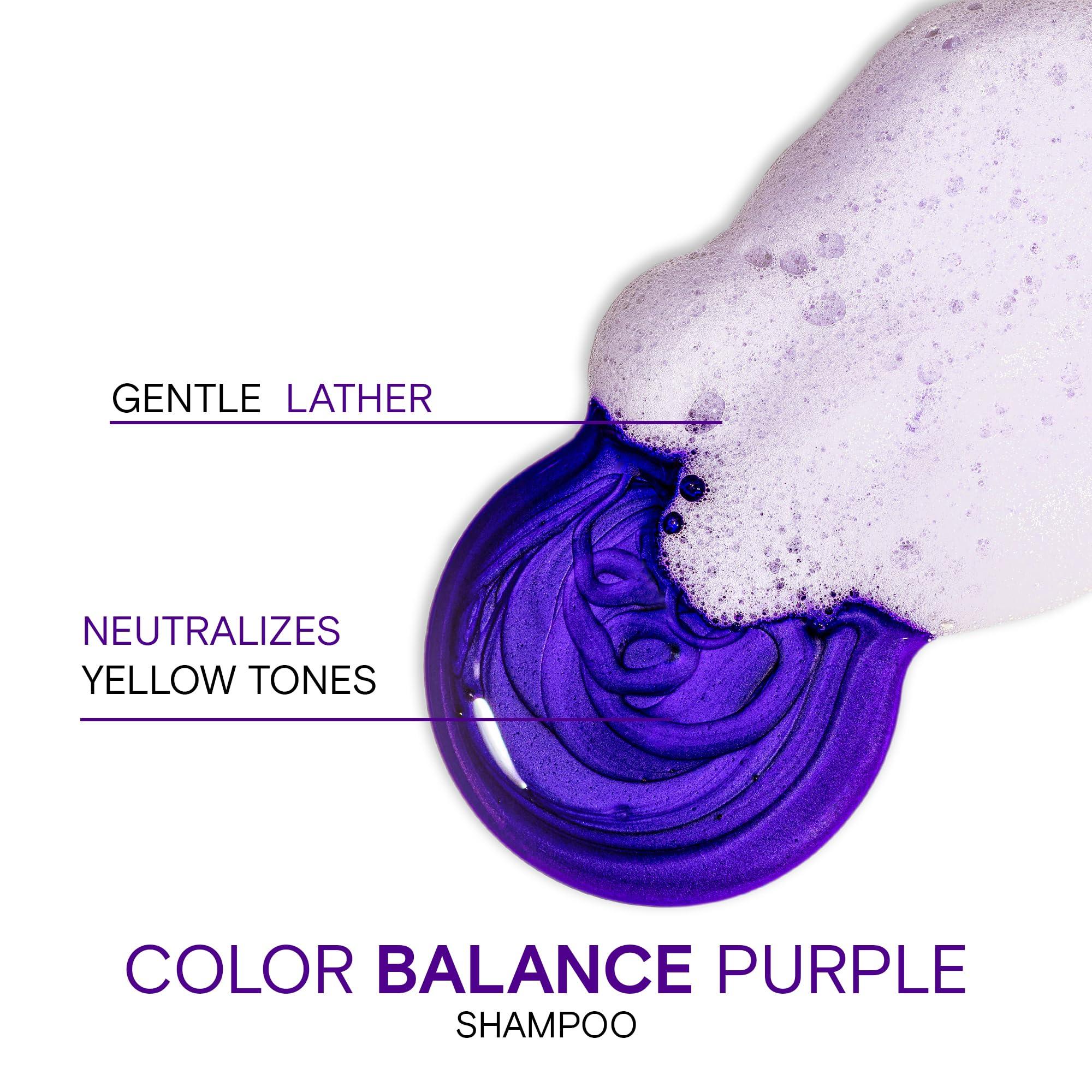 Joico Color Balance Purple Shampoo | For Cool Blonde or Gray Hair | Eliminate Brassy Yellow Tones | Boost Color Vibrancy & Shine | UV Protection | With Rosehip Oil & Green Tea Extract - Image 4