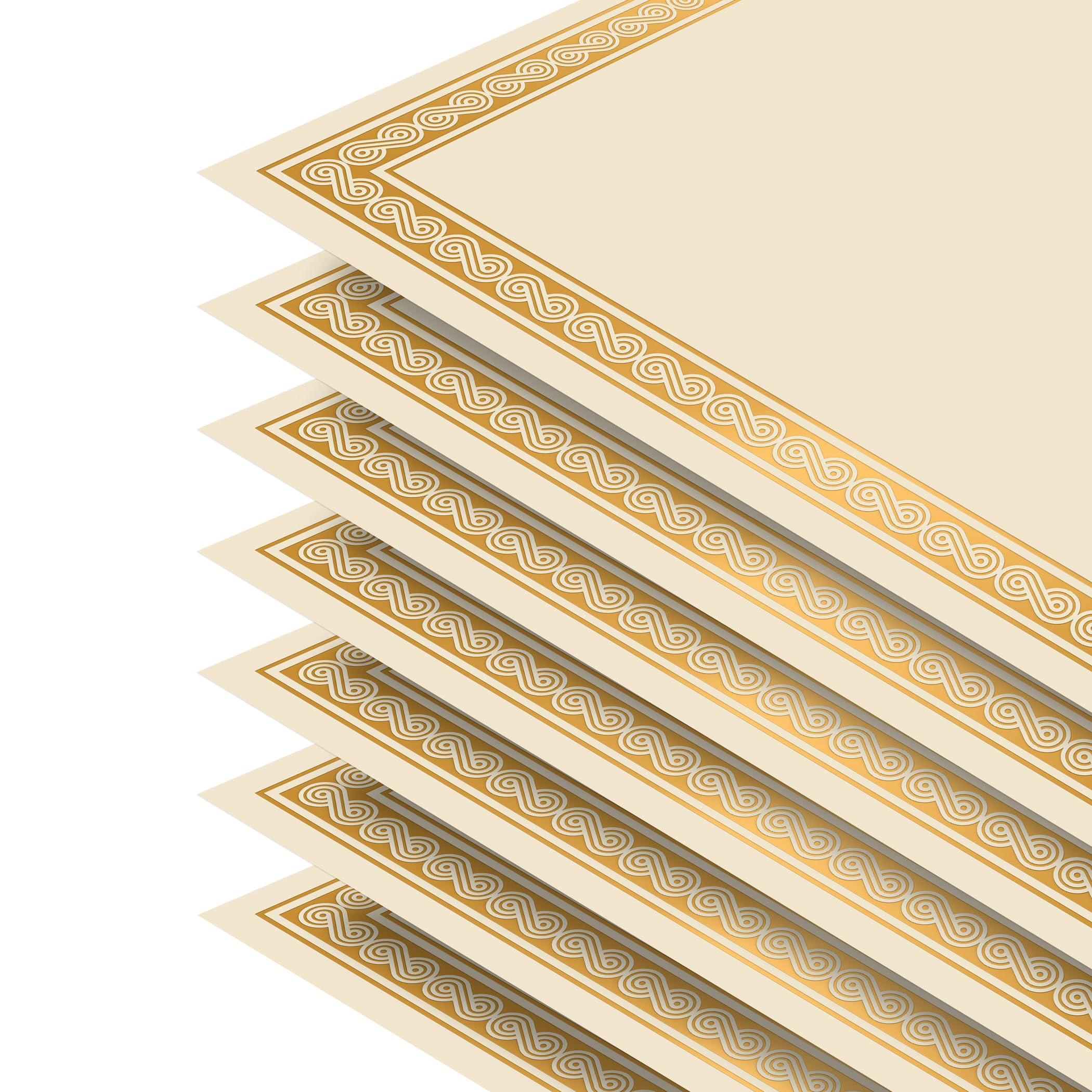Better Office Products 100 Sheet Award Certificate Paper, Gold Foil Metallic Border, Ivory Letter Size Blank Paper, Diploma Certificates, Laser and Inkjet Printer Friendly, 8.5 x 11 Inches