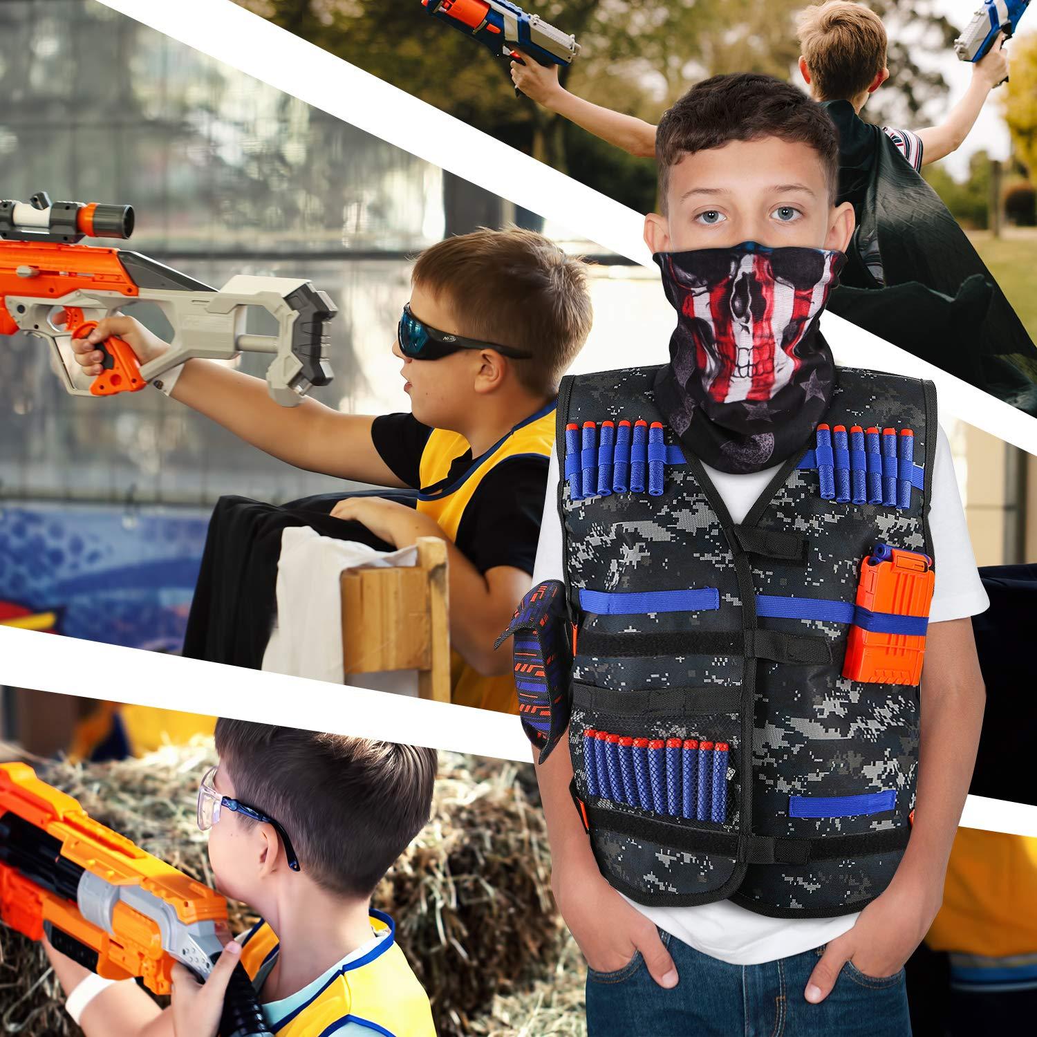 Kids Tactical Vest Kit for Nerf Guns Series with Refill Darts,Dart Pouch, Reload Clips, Tactical Mask, Wrist Band and Protective Glasses, Toys for 8 9 10 11 12 Year Boys - Image 7