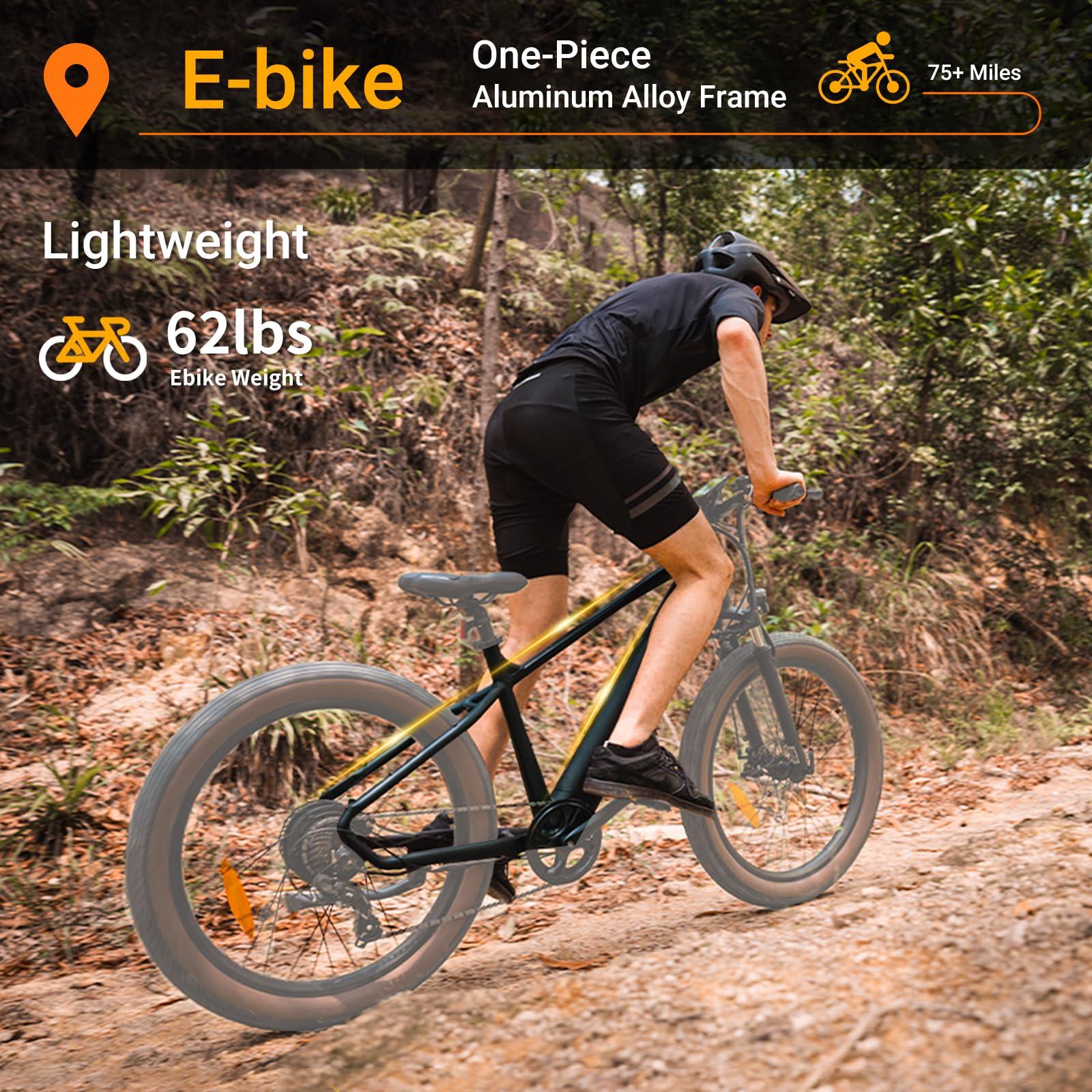 Luckeep Electric Bike for Adult 1500W Peak, 48V 720WH Removable Battery, 72 Miles 28 MPH, 26" Electric Mountain Bike with Hydraulic Suspension, 7-Speed,UL Certified Commute Fat Tire Mountain Ebikes - Image 6
