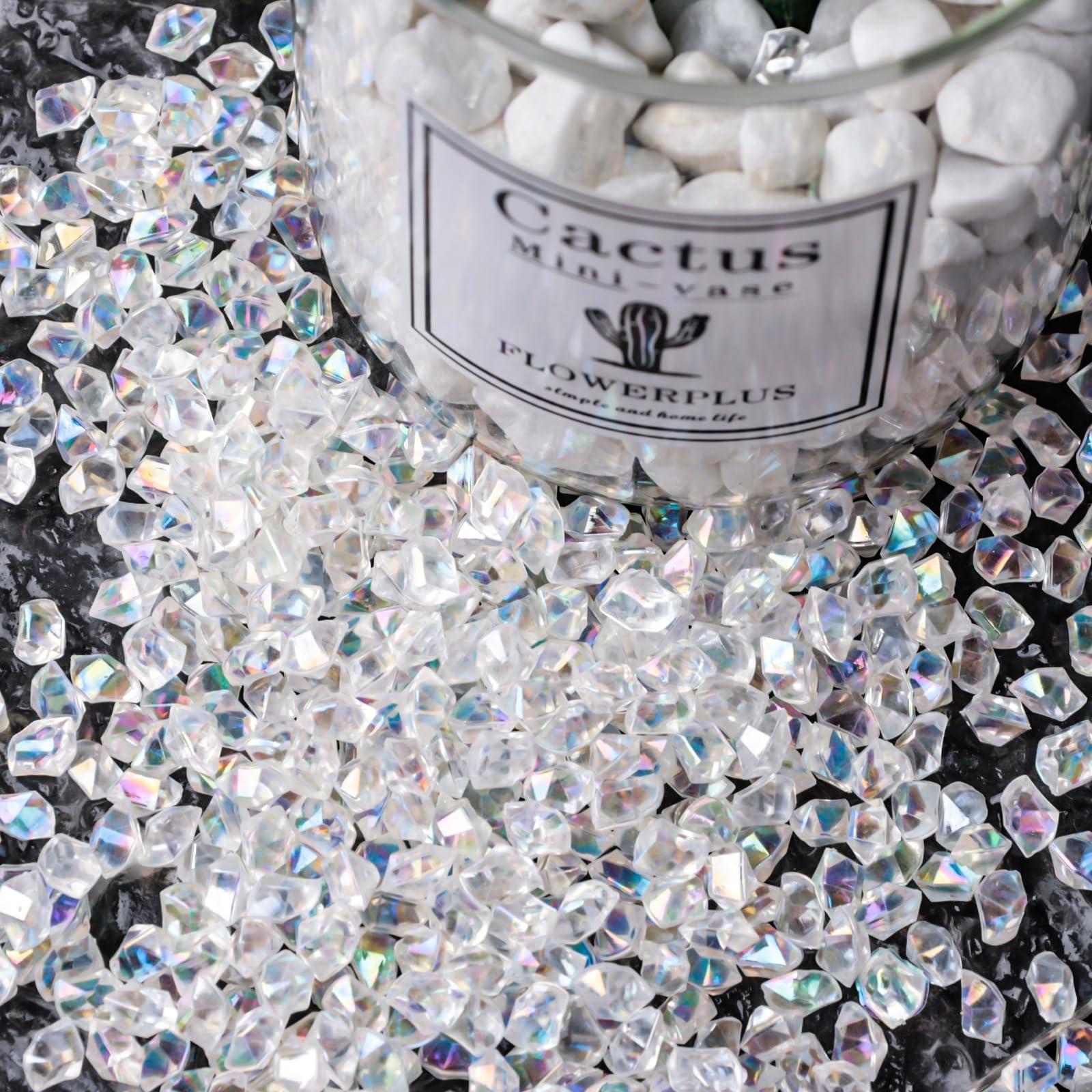 DomeStar 4200PCS Clear Fake Ice, Iridescent Acrylic Fake Diamonds, Vase Fillers, Crushed Ice Rocks Plastic Gems for Centerpiece Fish Tank Table Scatter Photography Props Display Decoration - Image 6