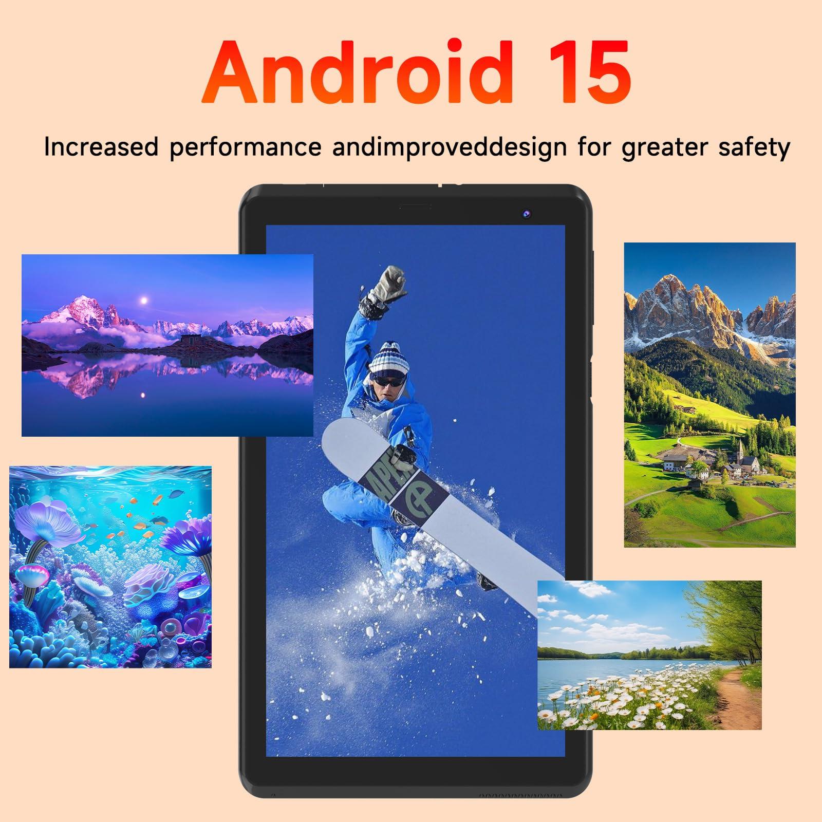 BYANDBY Tablet 7 inch Android 15.0 Tablet, 6GB+32GB ROM （1TB Expand）, Quad-Core, WiFi, GMS, Dual Camera, Educational, Games （Black） - Image 2