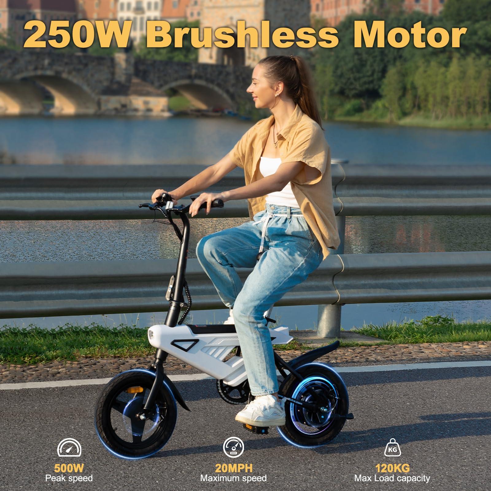 ESEPOWER Folding Electric Bike for Adults,Max Speed 20Mph, 500W Peak Motor & Portable,14" Electric Bicycles with 36V & 6.4 Ah Lithium Removable Battery,20 Miles PAS Range - Image 2