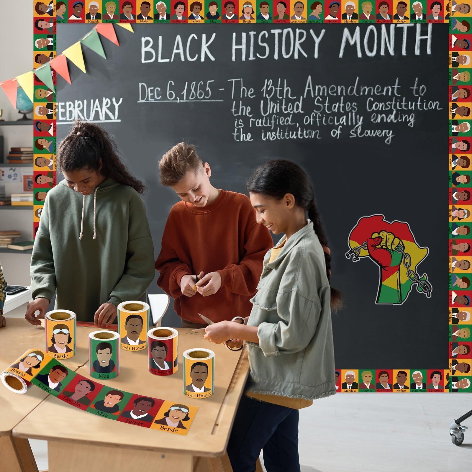 3 Rolls 100Ft African American Bulletin Board Borders Black History Month Celebration Holiday Classroom Bulletin Board Decoration for February Black Pride Party School Office Chalkboard Decor Supplies - Image 5