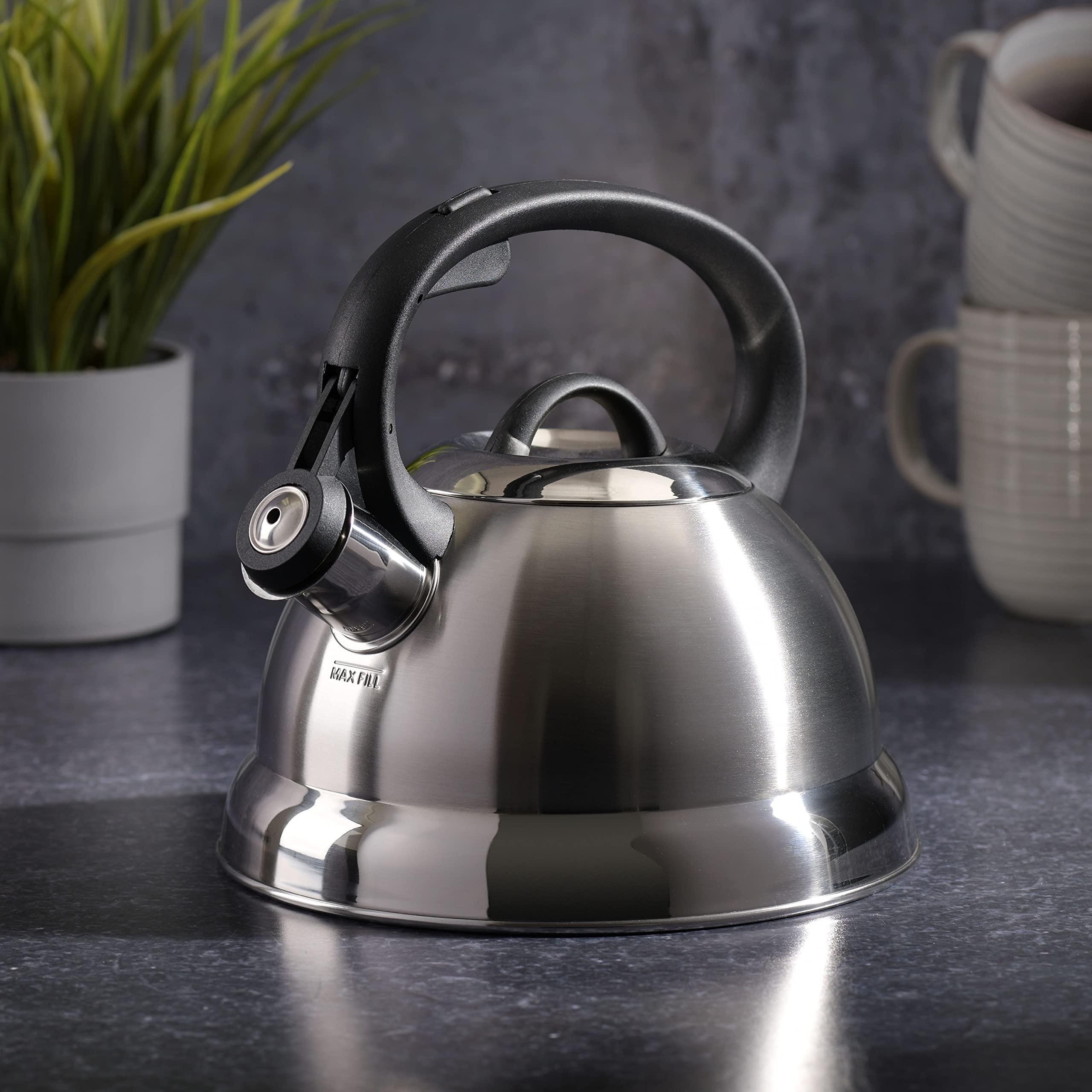 Mr. Coffee Flintshire Stainless Steel Whistling Tea Kettle, 1.75-Quart, Brushed Satin - Image 3