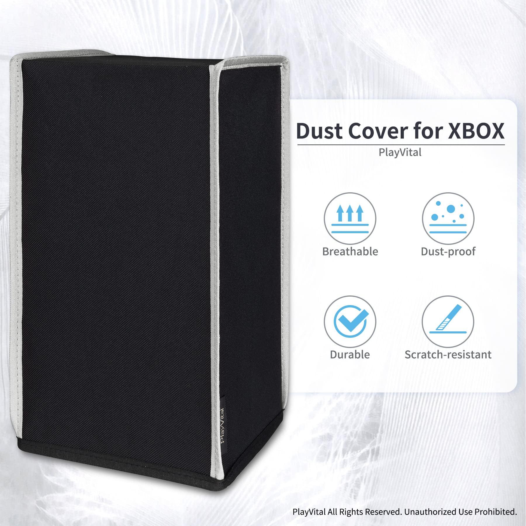 PlayVital Black Nylon Dust Cover for Xbox Series X Console, Soft Neat Lining Dust Guard, Anti Scratch Waterproof Cover Sleeve for Xbox Series X Console - Light Gray Trim - Image 2