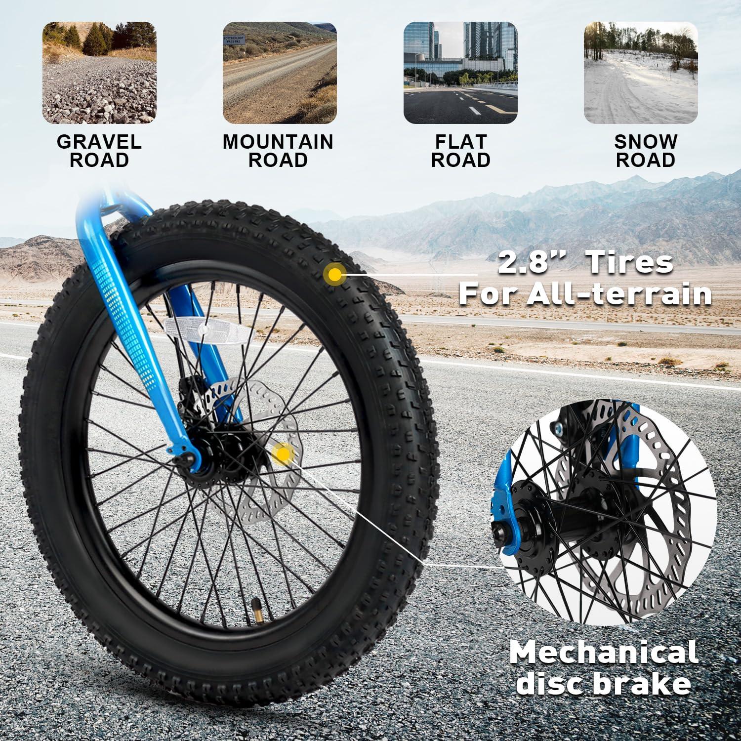 Glerc Mars Kids Mountain Bike, 20 24 Inch Fat Tire Bike for Teen Ages 6-14 Year Old, Bicycle with 2.8-Inch Wide Tires and 6 Speed Drivetrain, Multiple Colors - Image 4