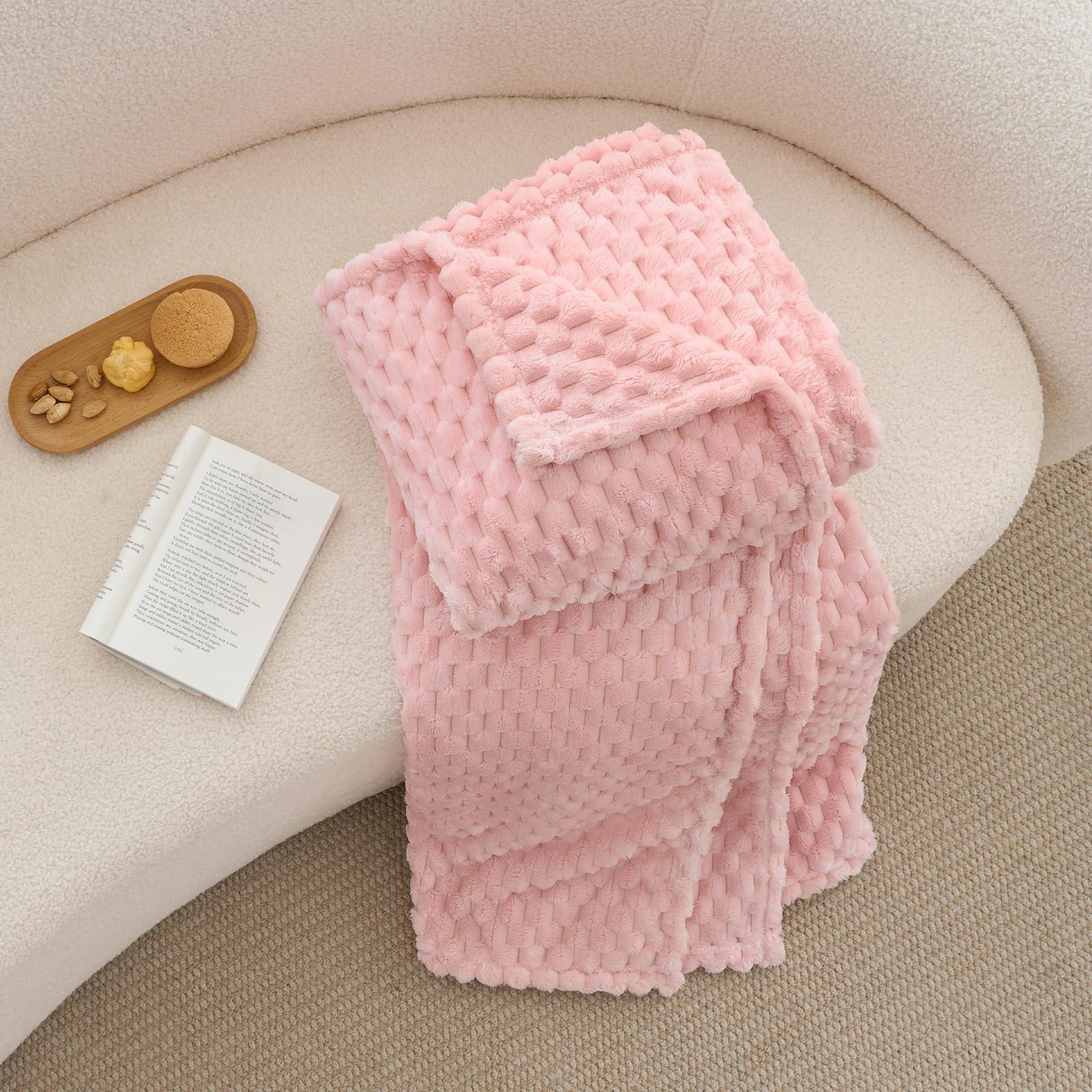 BEDELITE Fleece Decorative Blanket - 3D Jacquard Pink Throw Blankets for Women's Couch & Bed, Soft and Cozy Warm Plush Fluffy Blanket, Cute Birthday Gift for Women, 50x60 Inches - Image 7