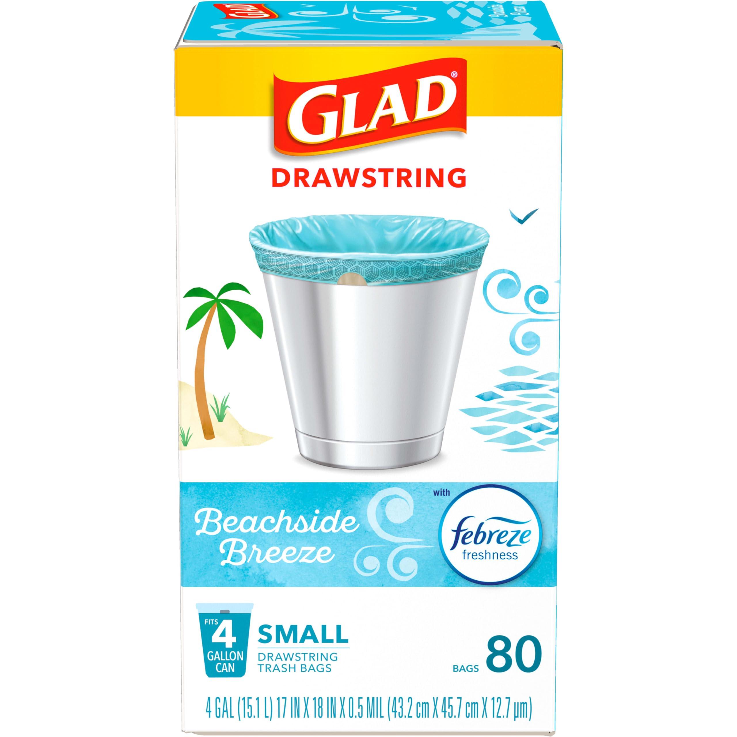 Glad Odorshield Small Drawstring Trash Bags, 4 Gal, Febreze Beachside Breeze, 80 Ct, Pack May Vary - Image 7