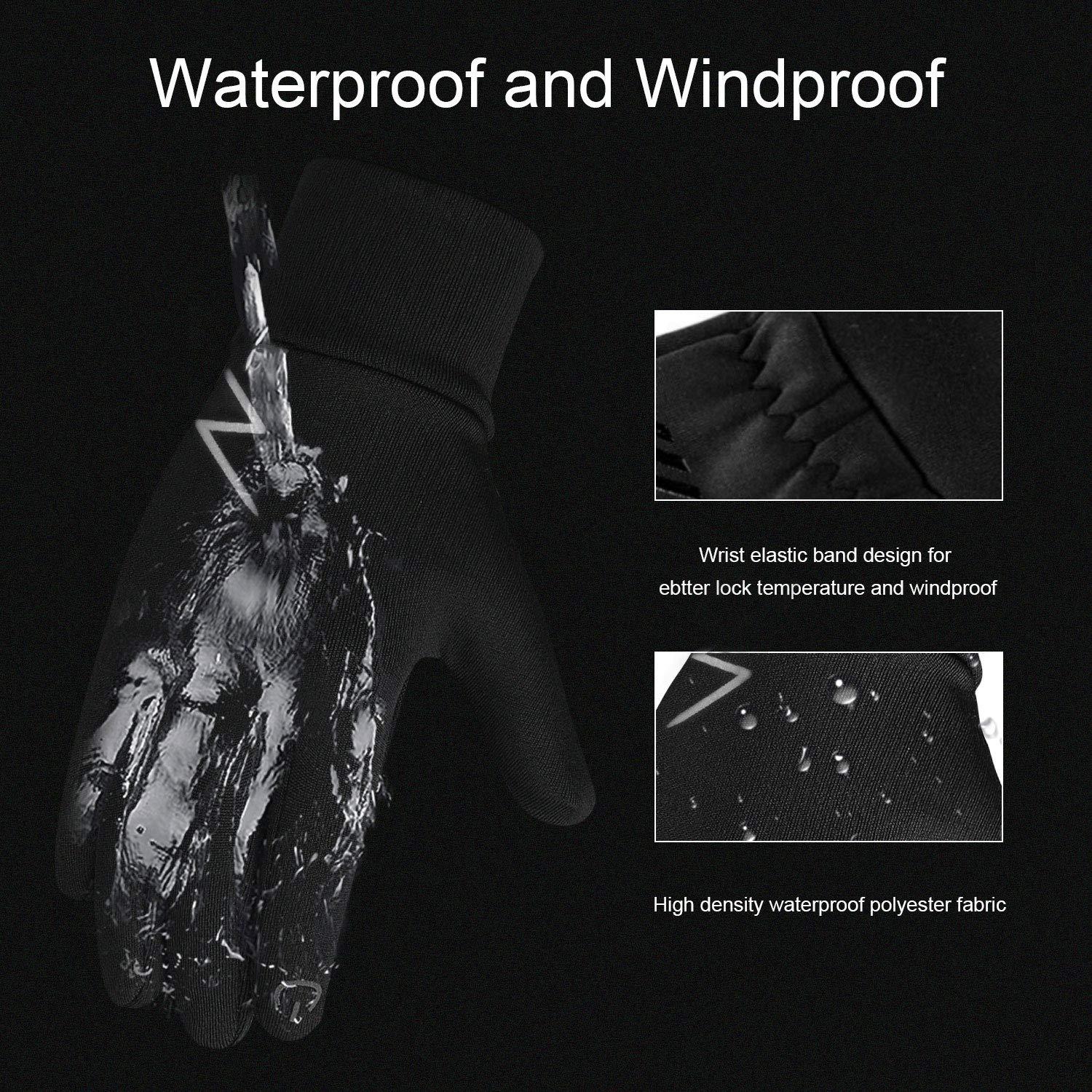 YukiniYa Kids Winter Gloves Back Water Repellent Touchscreen Warm Fleece Anti-slip for Boys Girls Teen 3-15 Years - Image 2